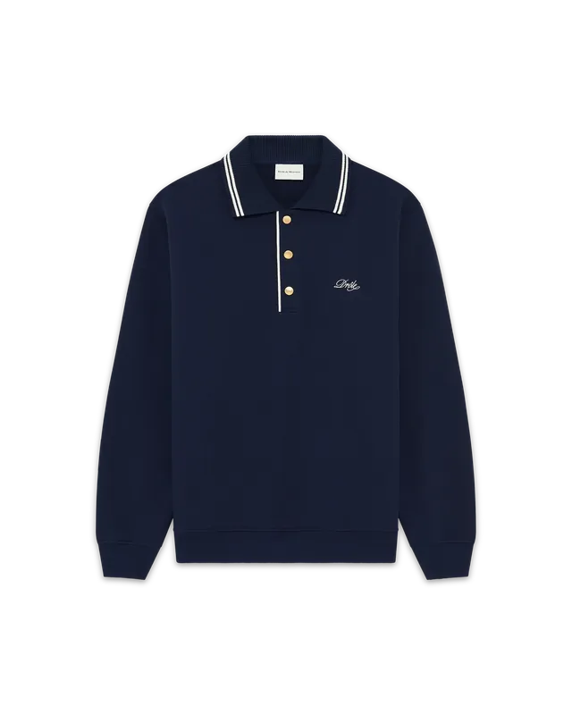 Drôle De Monsieur Polo Drôle Polohemd Navy Fleece Baumwolle