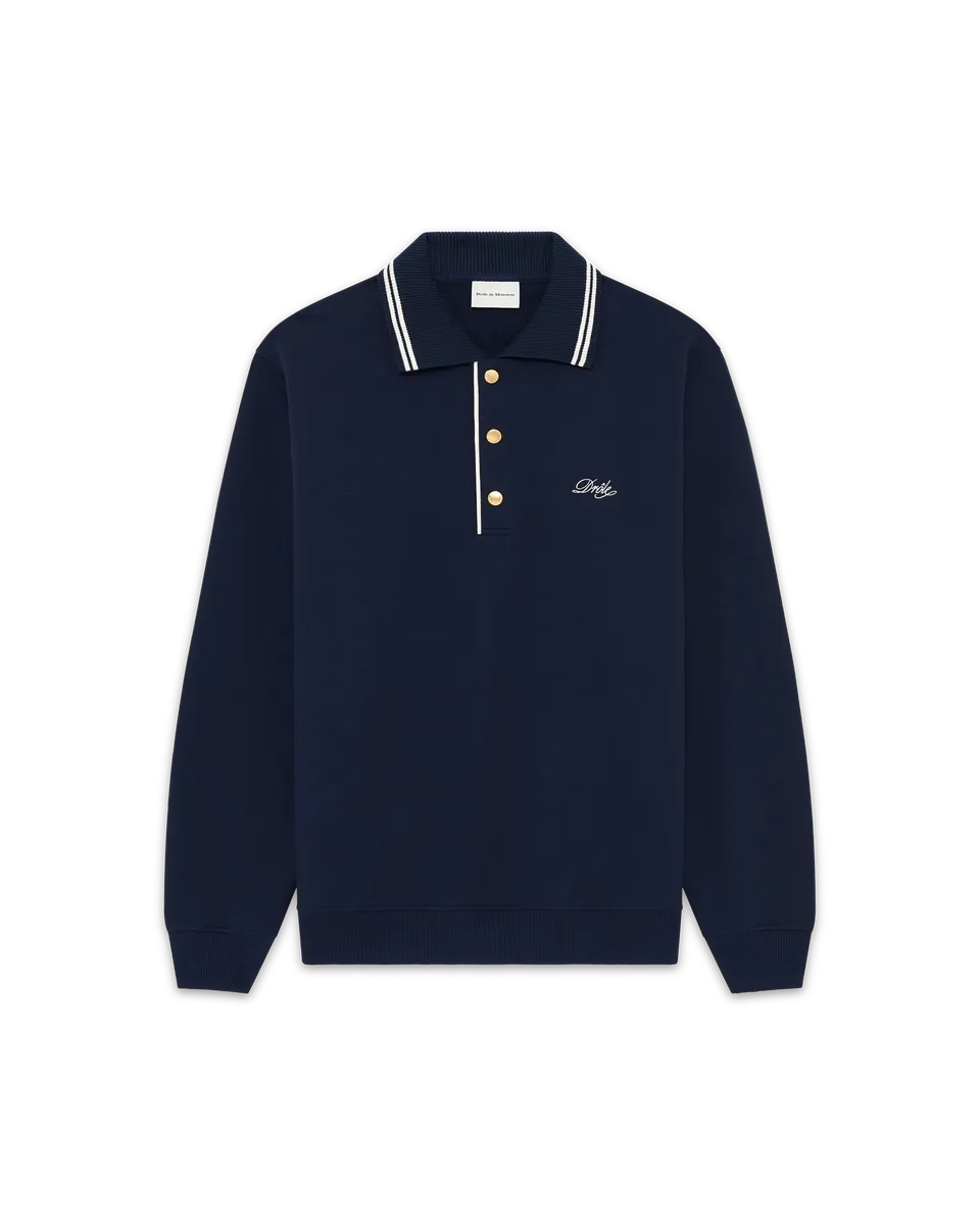 Drôle De Monsieur Polo Drôle Polohemd Navy Fleece Baumwolle