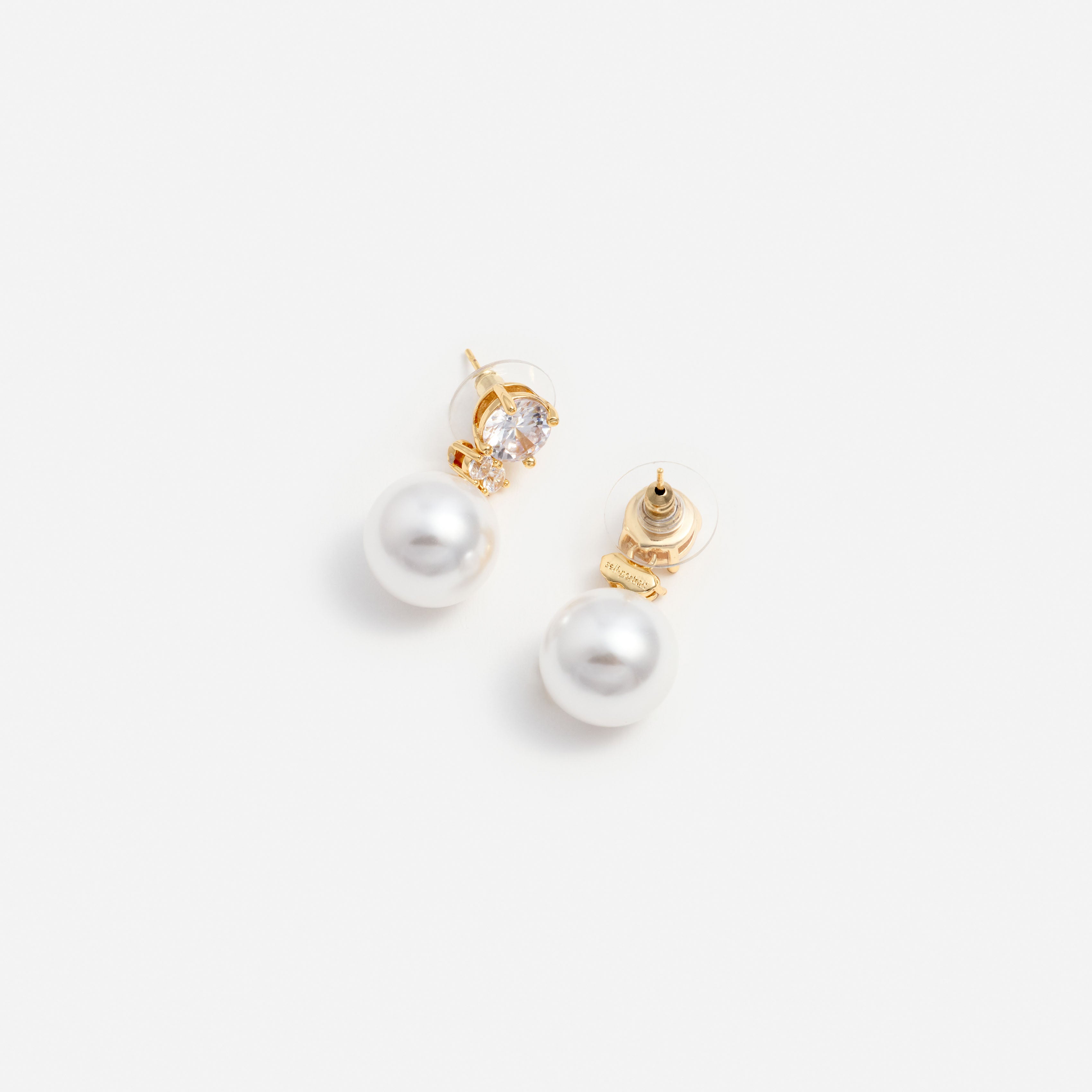 Self Portrait Gold Crystal Pearl Drop Ohrringe Gold Perle