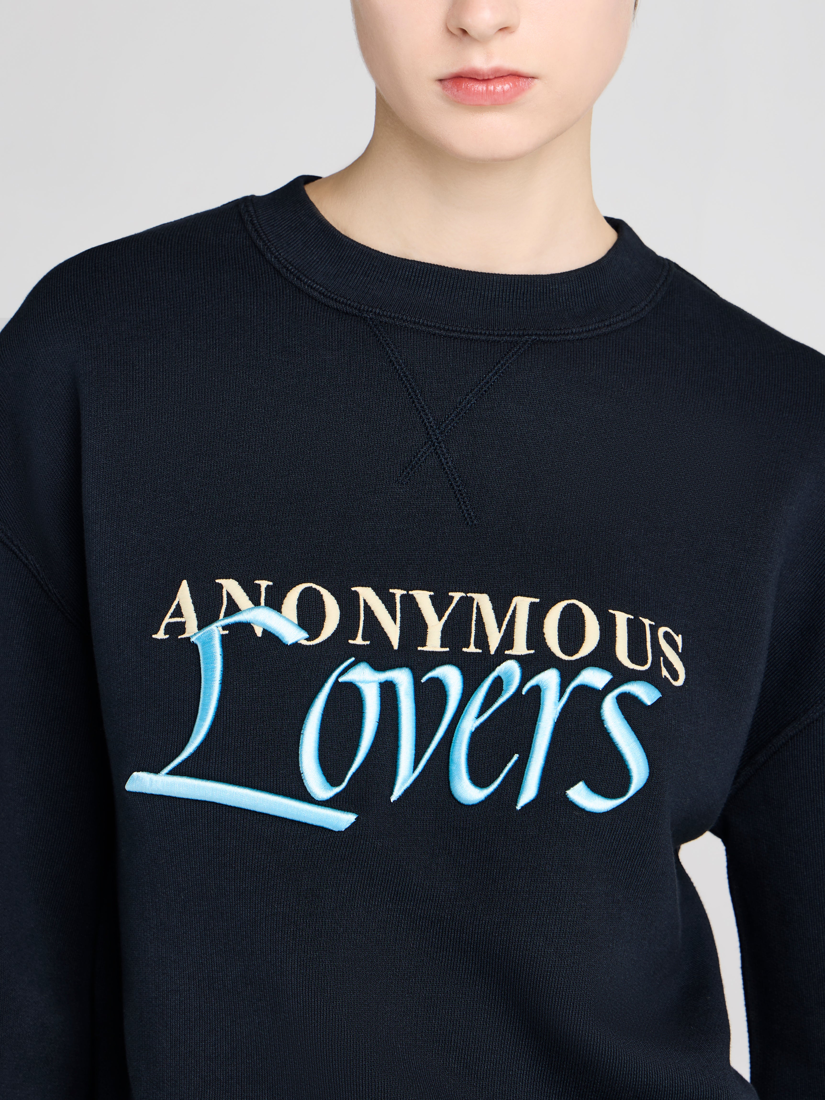 J.W.Anderson Anonymous Lovers Sweatshirt Damen Washed Black Stickerei