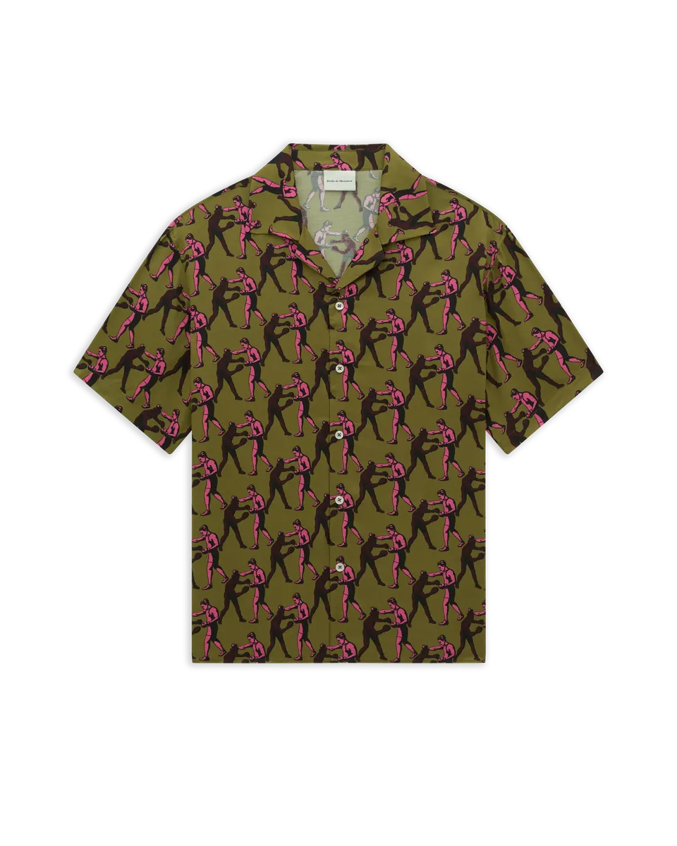 Drôle De Monsieur Notcha Boxers Print Kurzarmhemd grün Viskose