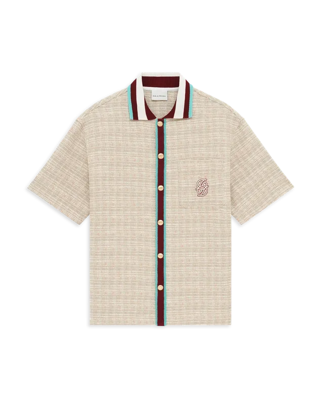 Drôle De Monsieur Tweed D Miroir Hemd Dunkelbeige Kurzarm
