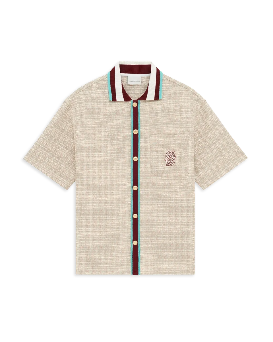 Drôle De Monsieur Tweed D Miroir Hemd Dunkelbeige Kurzarm