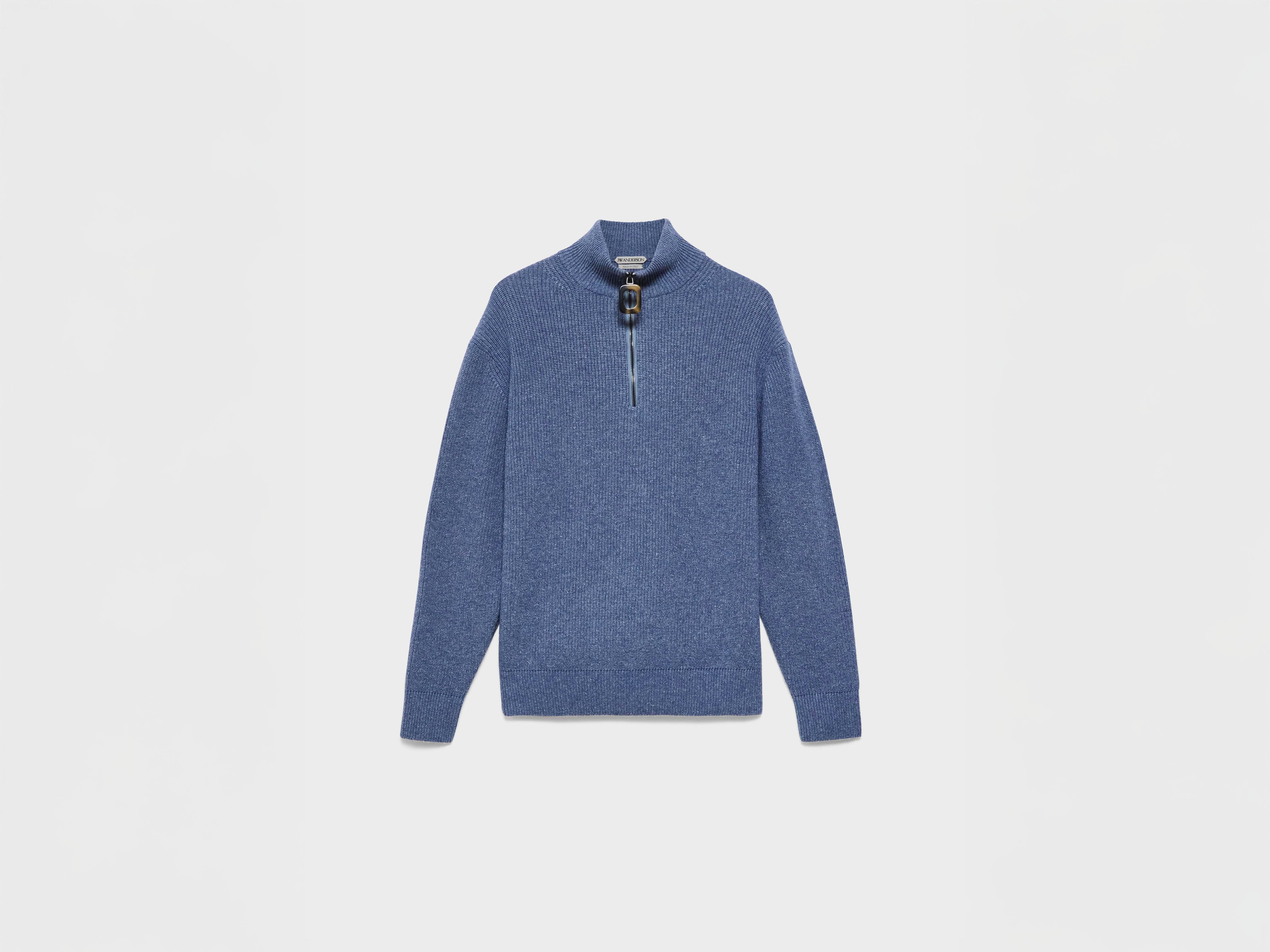 J.W.Anderson Knitwear Half Zip Jumper Pullover Rauchblau