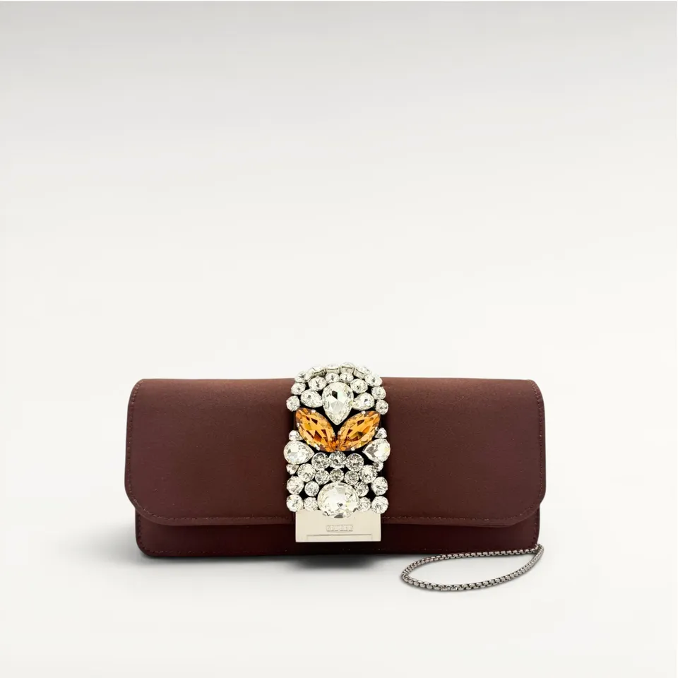 Gedebe Cliky Long Clutch Satin Schmuckstickerei