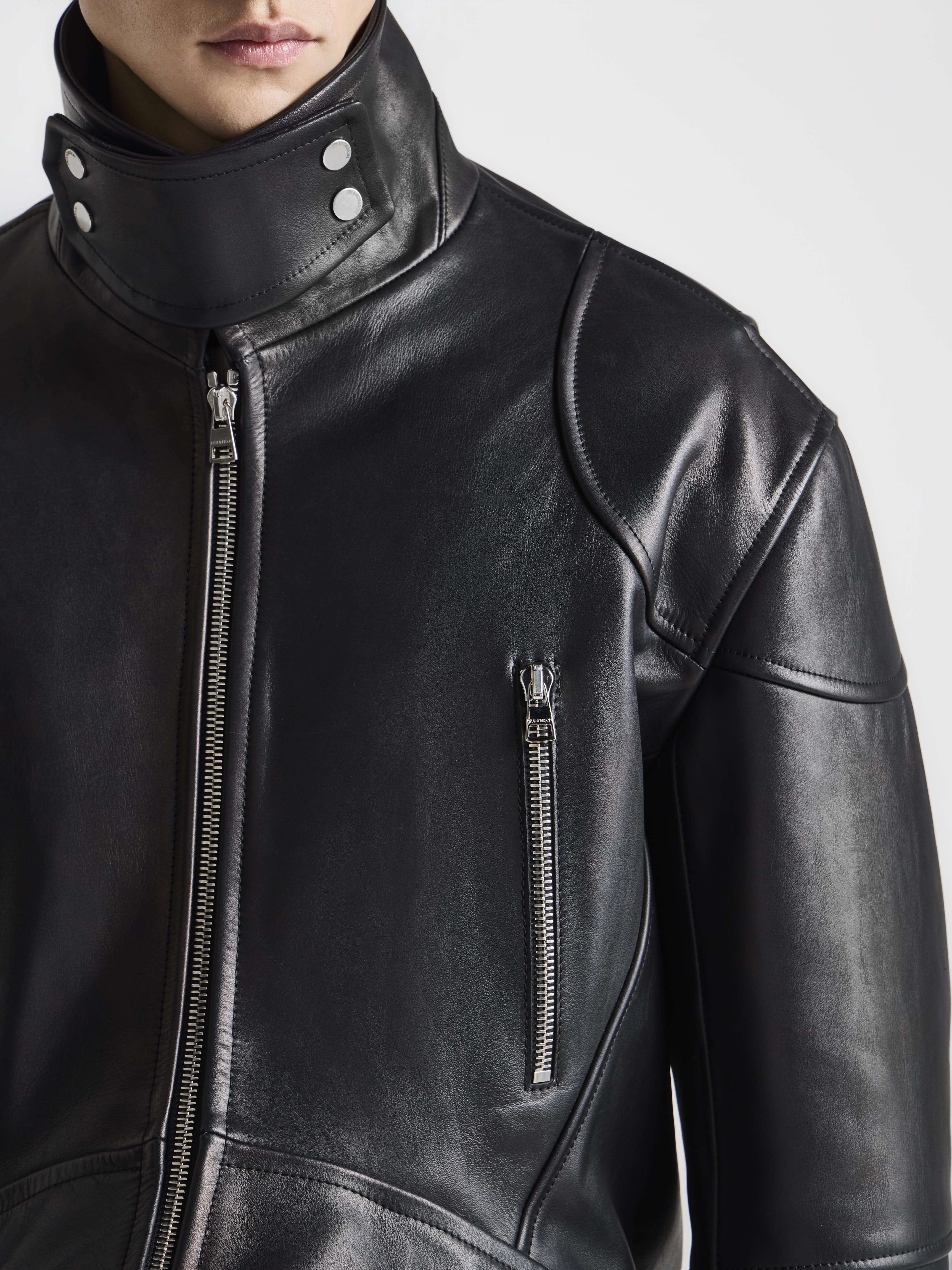 J.W.Anderson Coats & Jackets Curved Hem Bikerjacke Schwarz