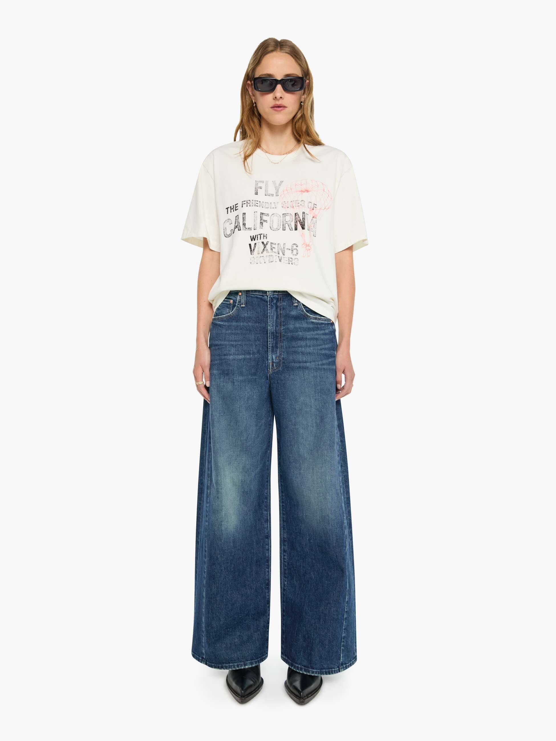 Mother Denim The Big Boy T-Shirt Weiss Fly With Vixen-6