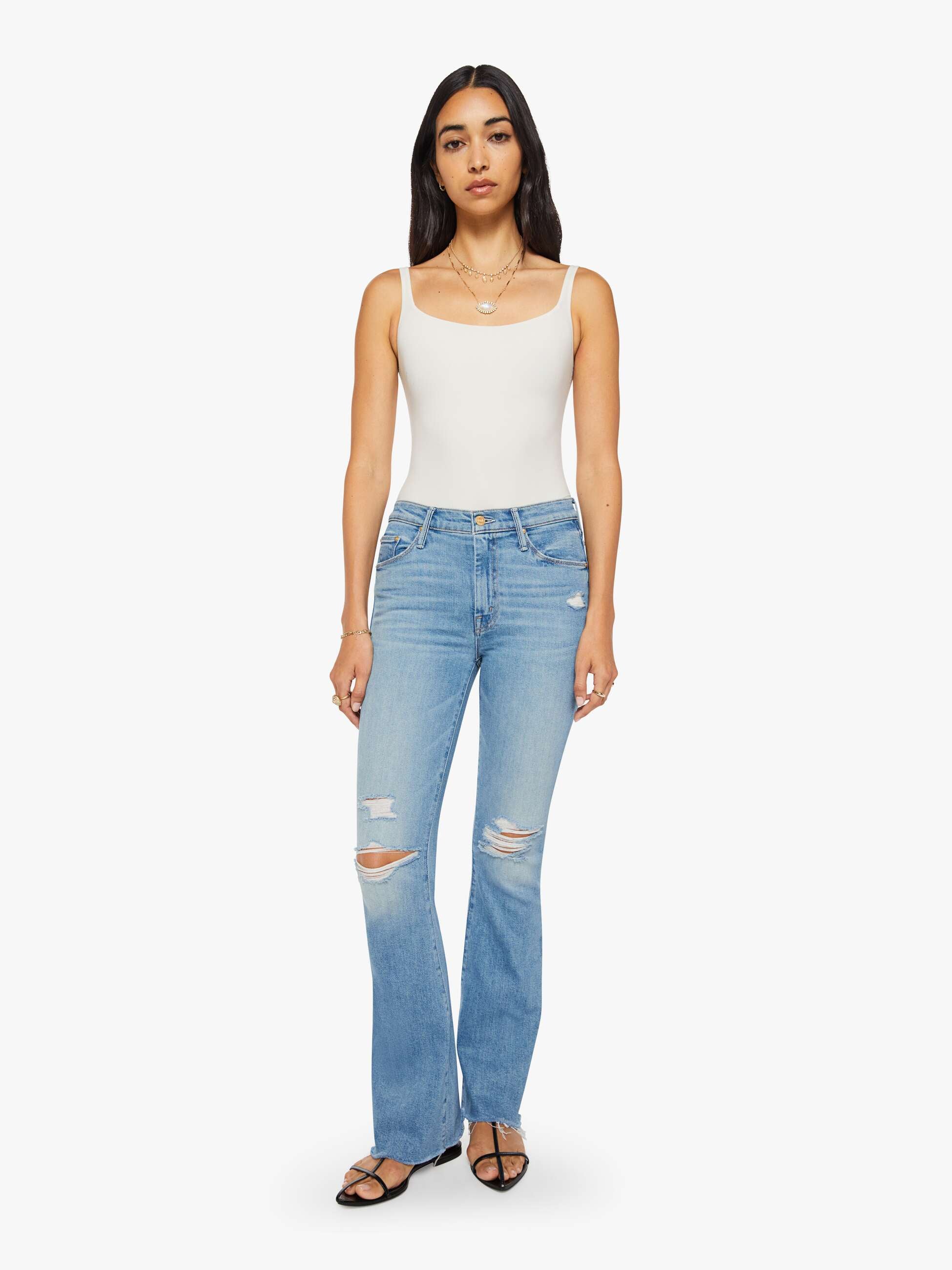 Mother The Weekender Fray Jeans Chaos Is Calling Blau