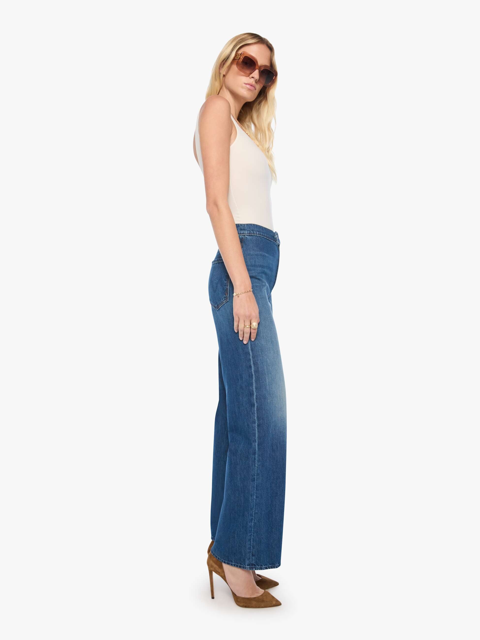 Mother The Tab Rerun Zip Sneak Jeans Bad Date Blau