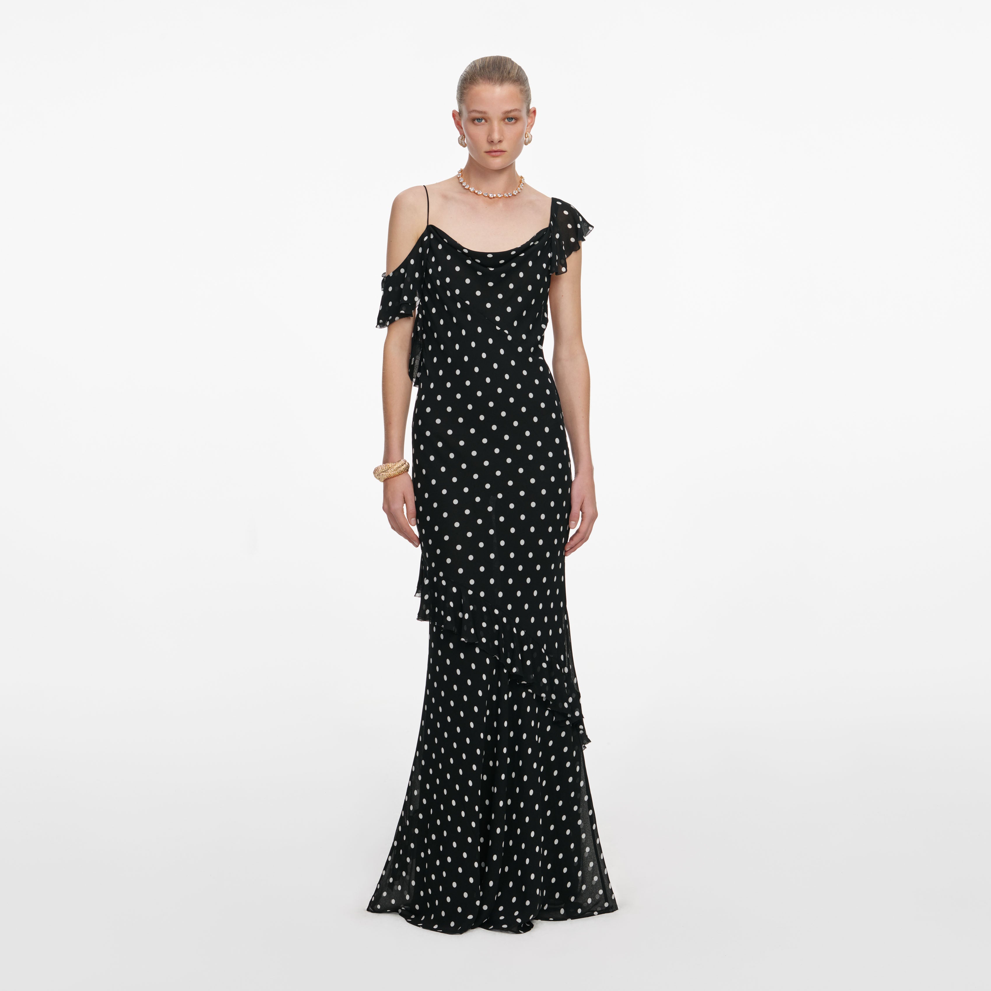 Self Portrait Dresses Black Polka Dot Maxikleid Schwarz Dots