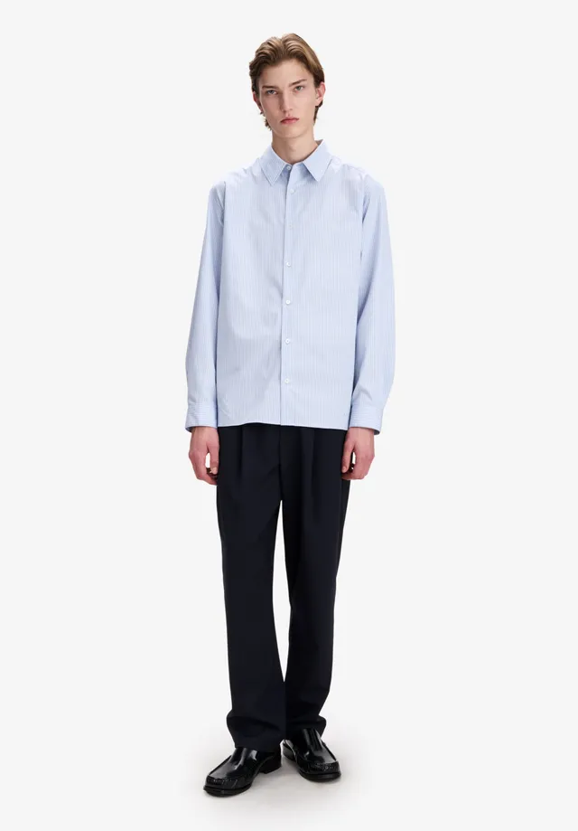 A.P.C. Hemd blaugrau gestreift Bio-Baumwolle