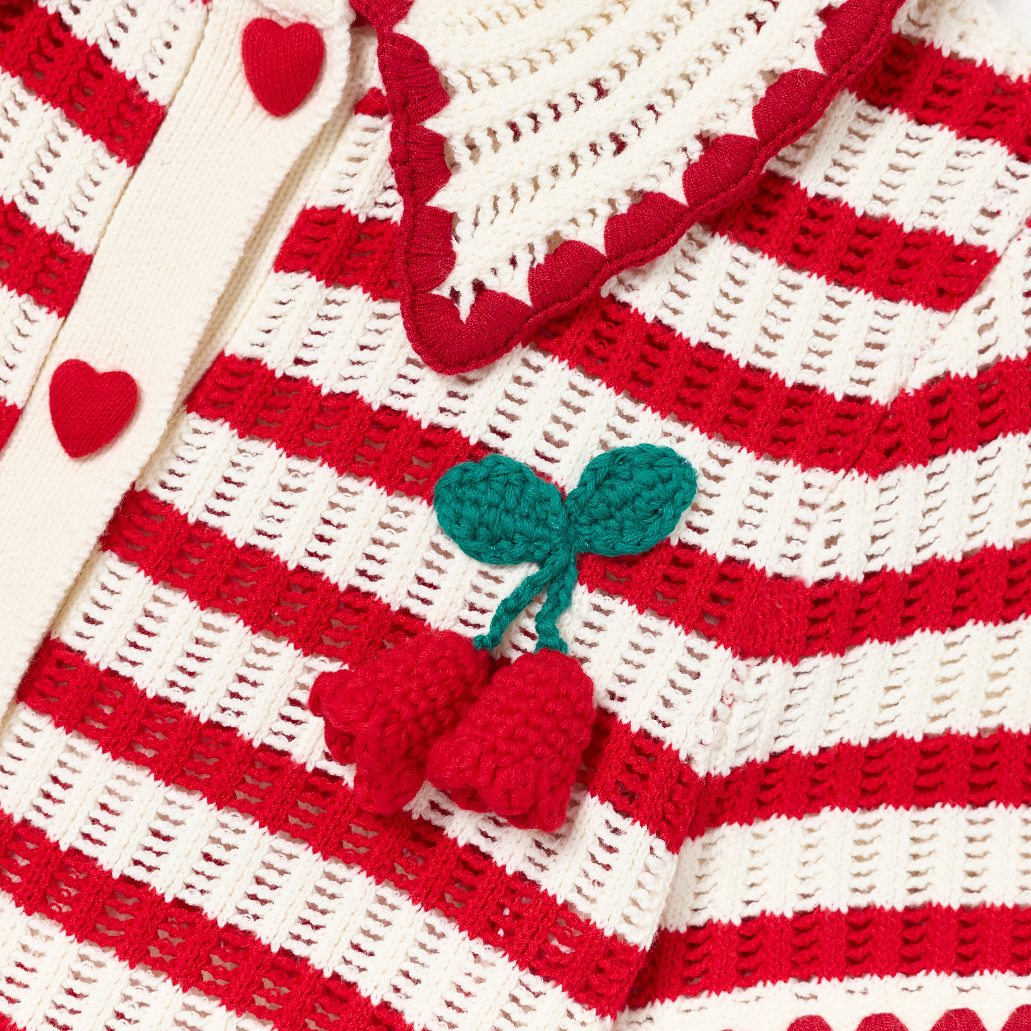 Self Portrait Cream Red Stripe Knitted Top Creme Kinder