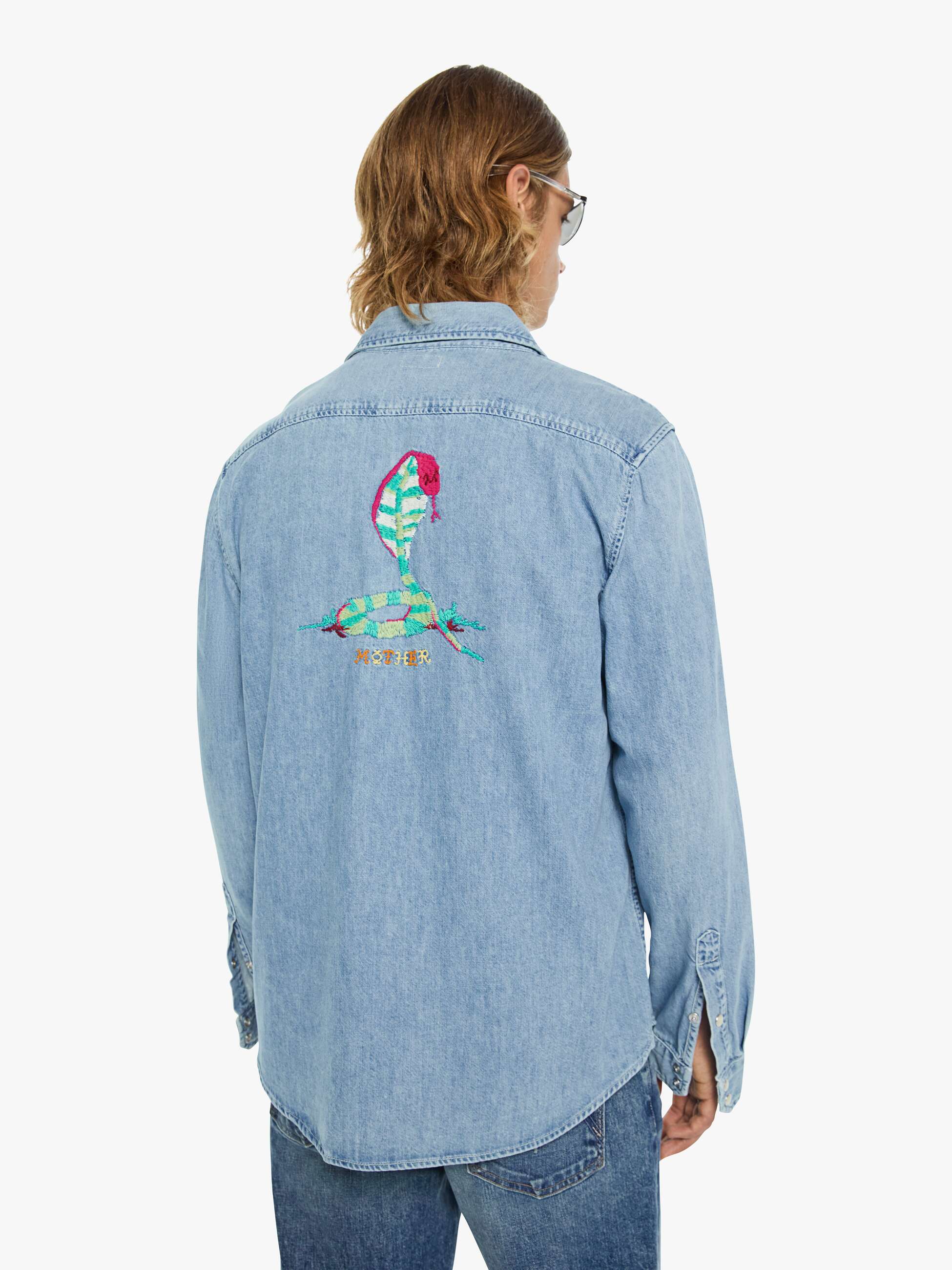Mother Denim The City Charmer Hemd Get Em Tiger Blau