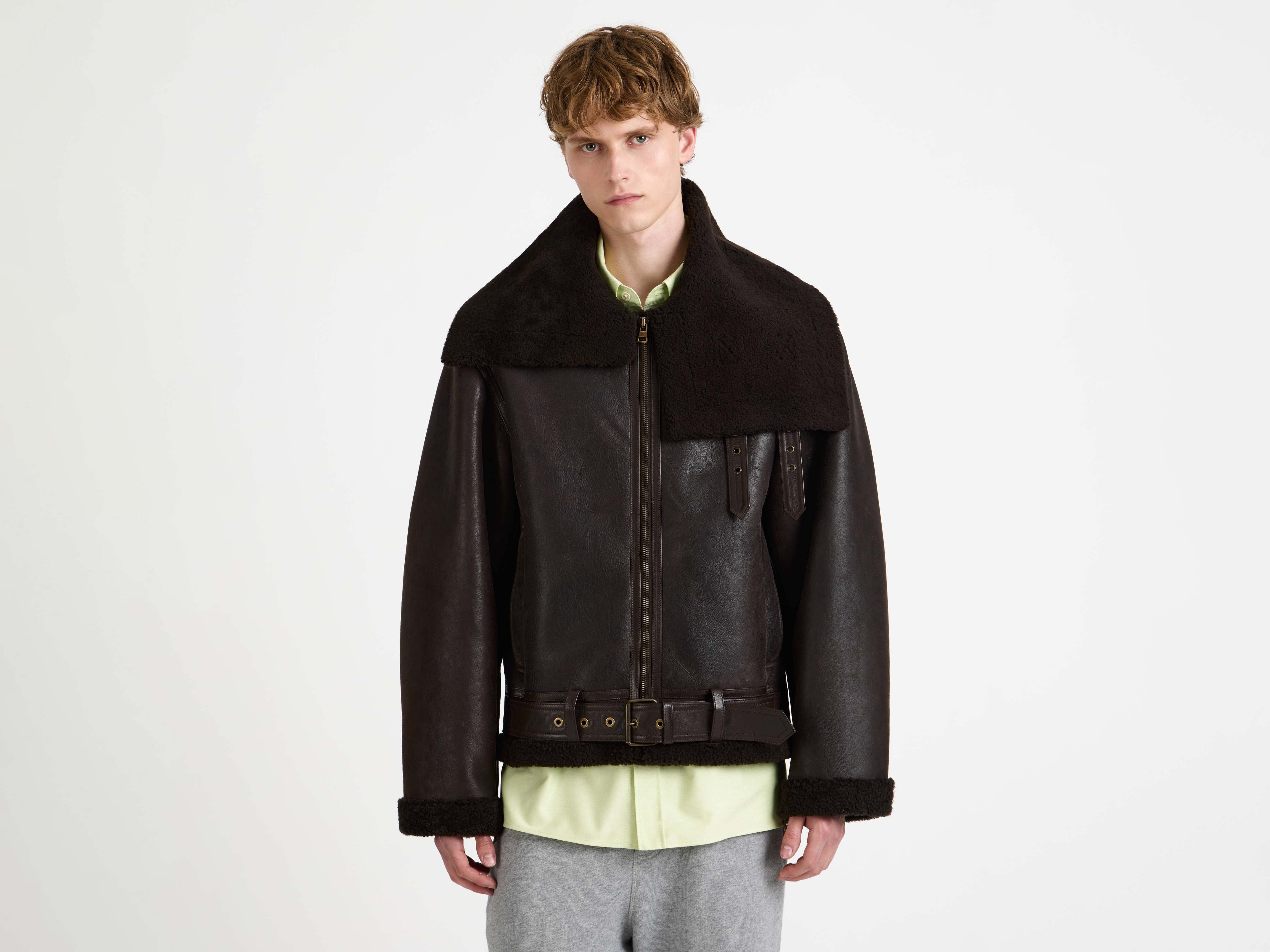 J.W.Anderson Shearling Aviator Jacke Chocolate Herren