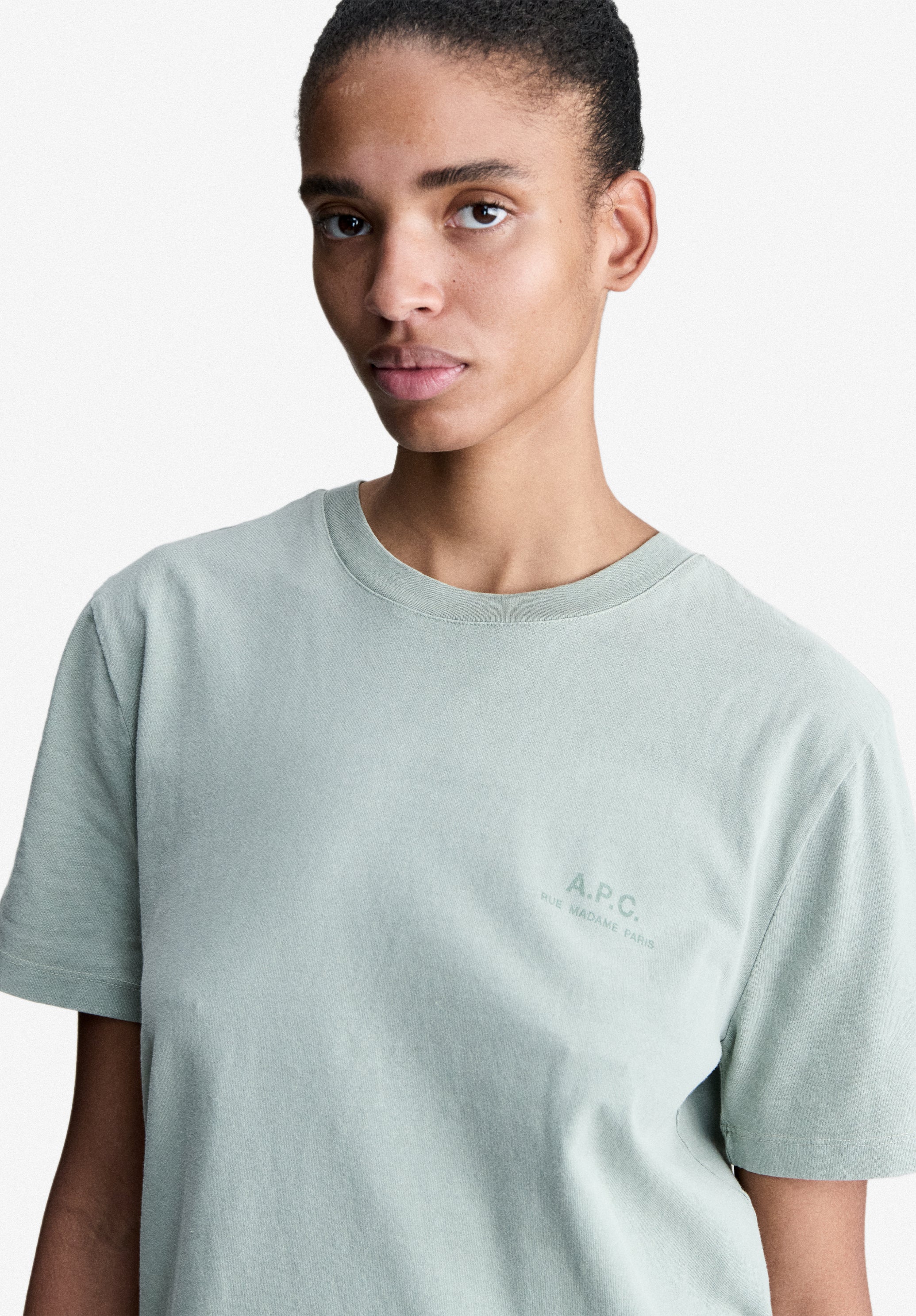 A.P.C. T-Shirt Rue Madame graugrün Bio Gr. M
