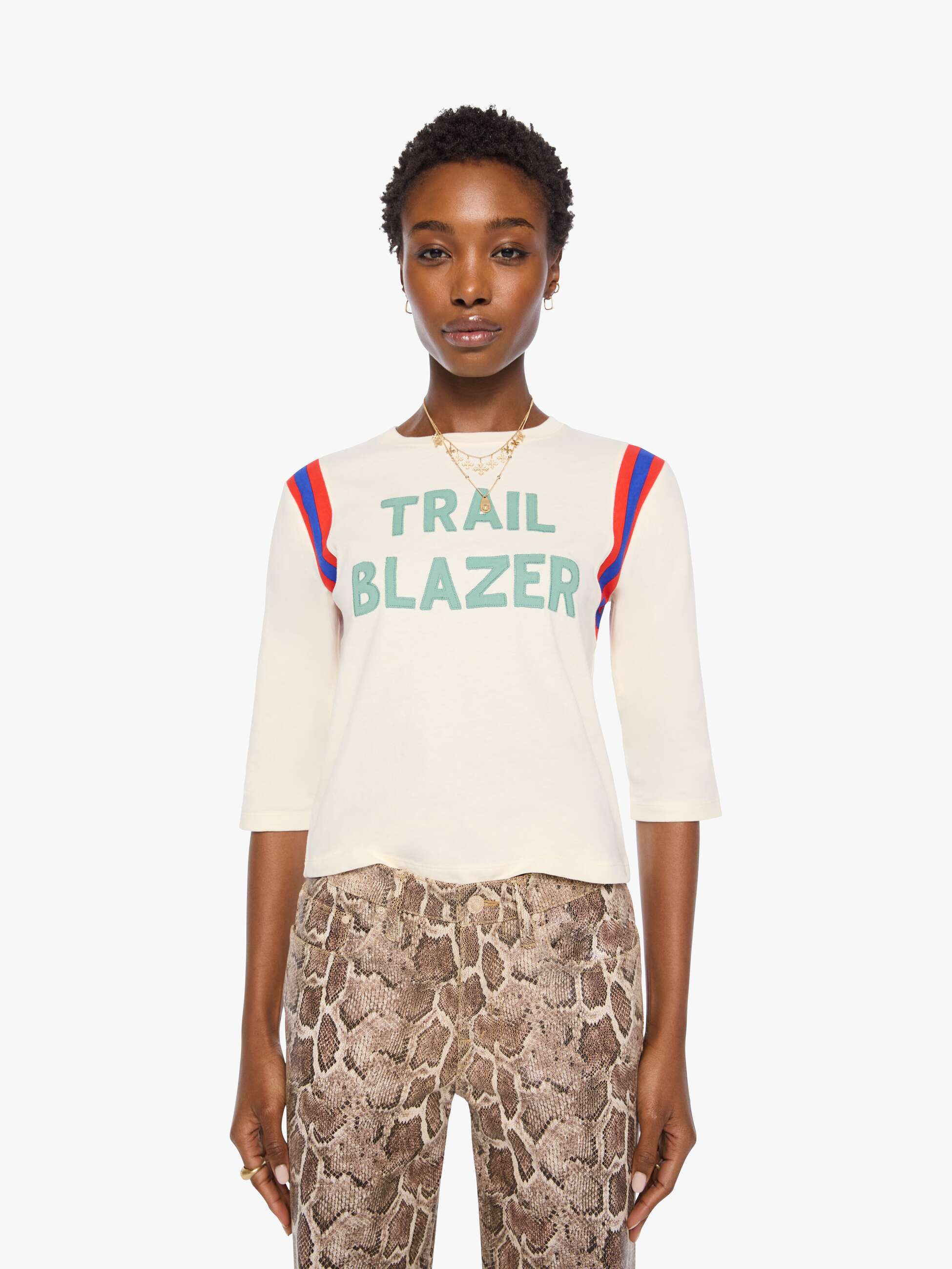 Mother The Better Half Insert T-Shirt Trail Blazer Creme