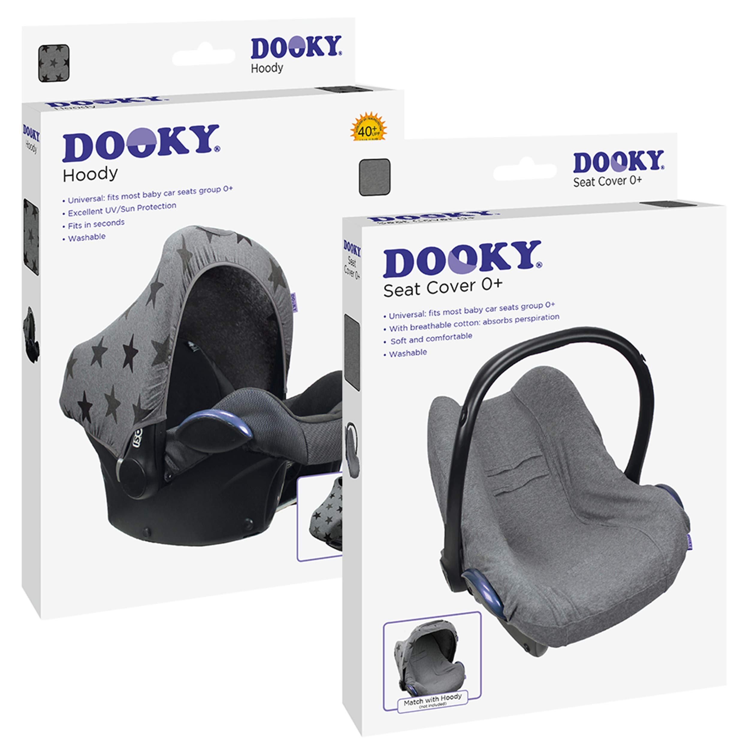 Dooky Hoody Combi Pack Sonnenschutz Babyschale Grey Star Grau