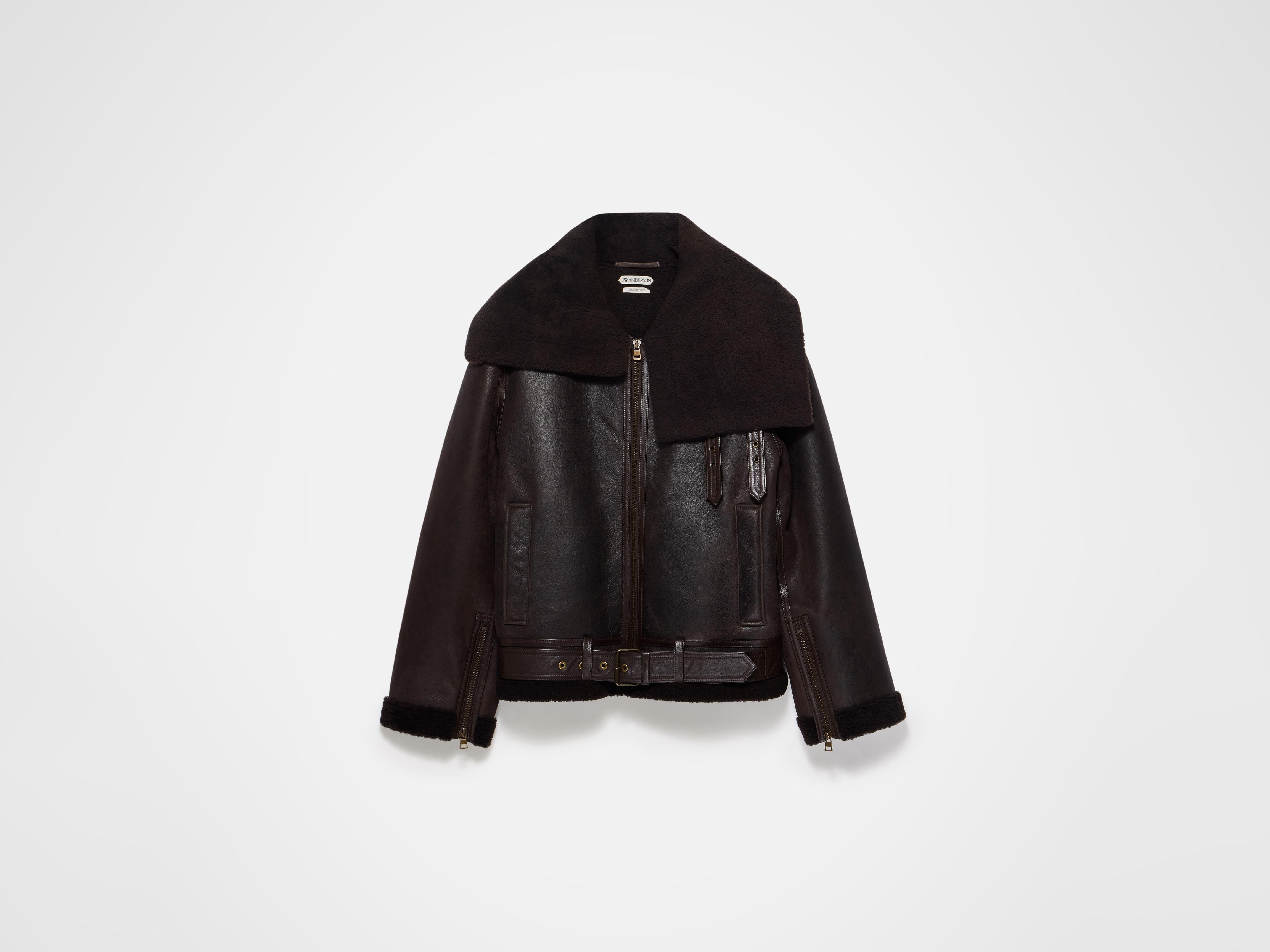 J.W.Anderson Shearling Aviator Jacke Chocolate Herren