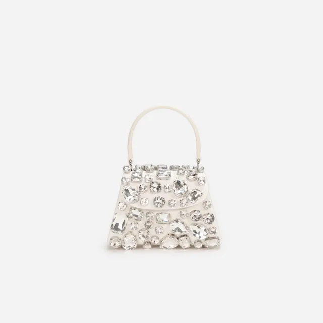 Self Portrait Cream Crystal Mini Tasche Creme