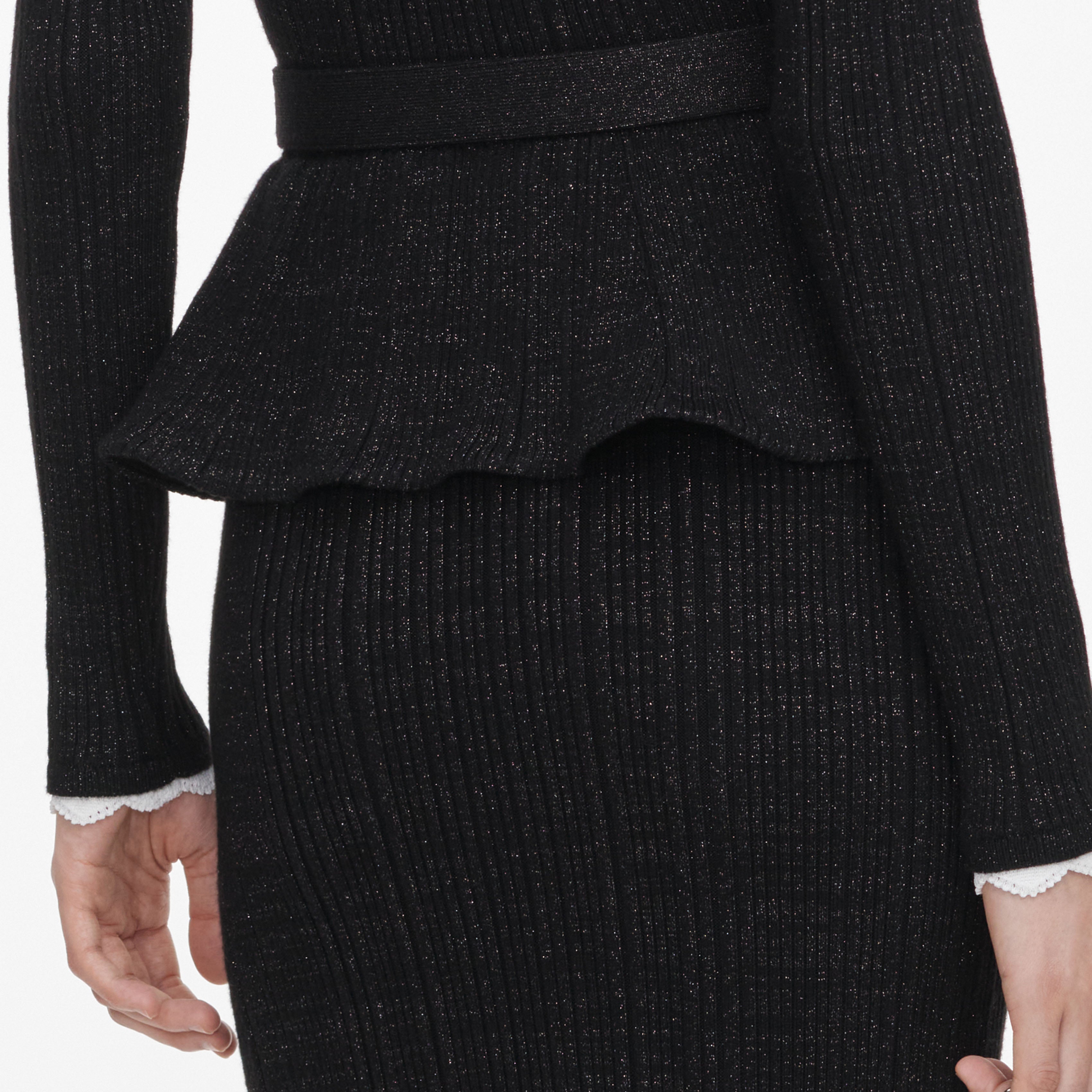 Self Portrait Dresses Black Lurex Rib Midikleid Schwarz Strick