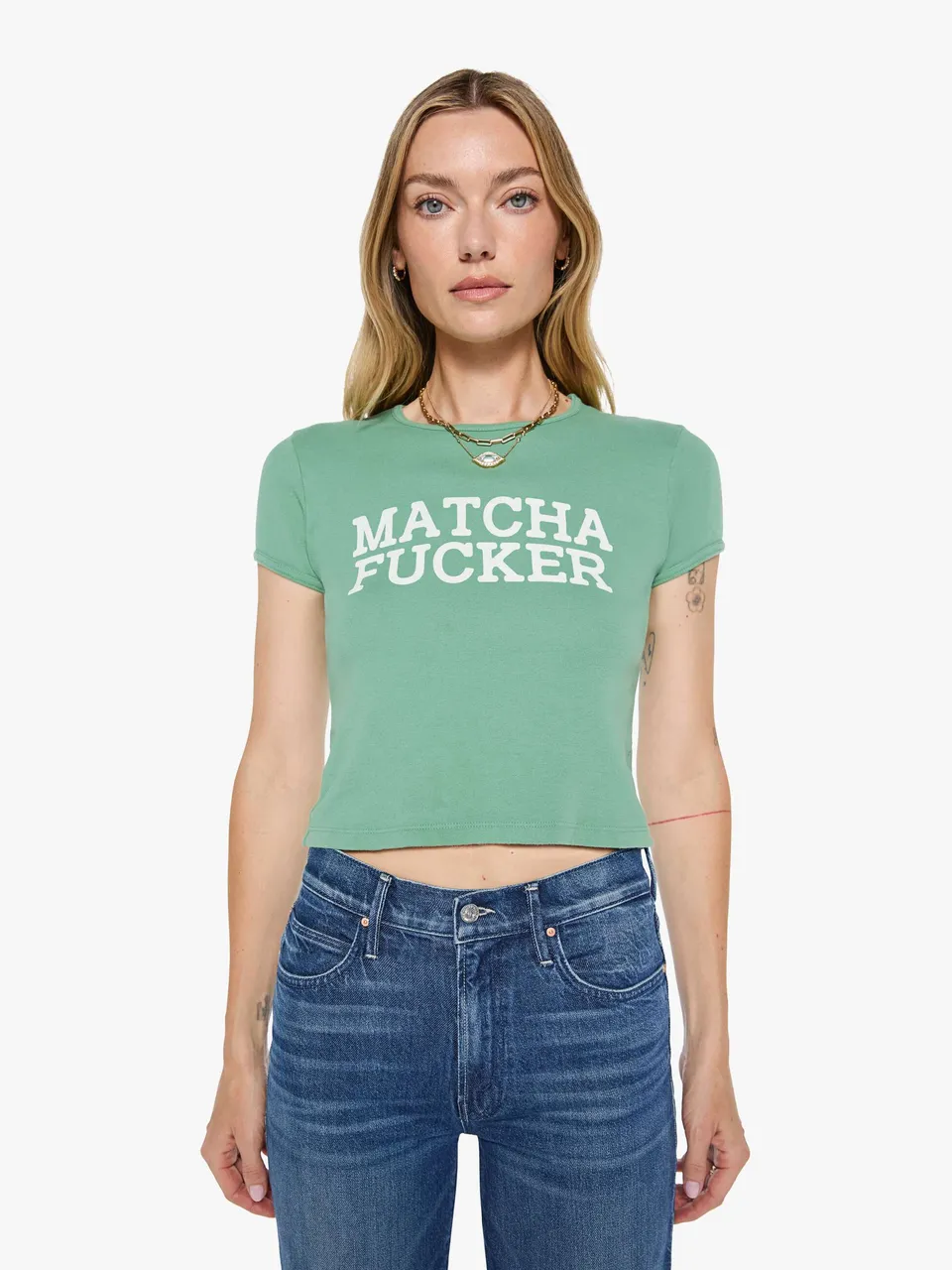 Mother The Itty Bitty Ringer T-Shirt Matcha Grün cropped