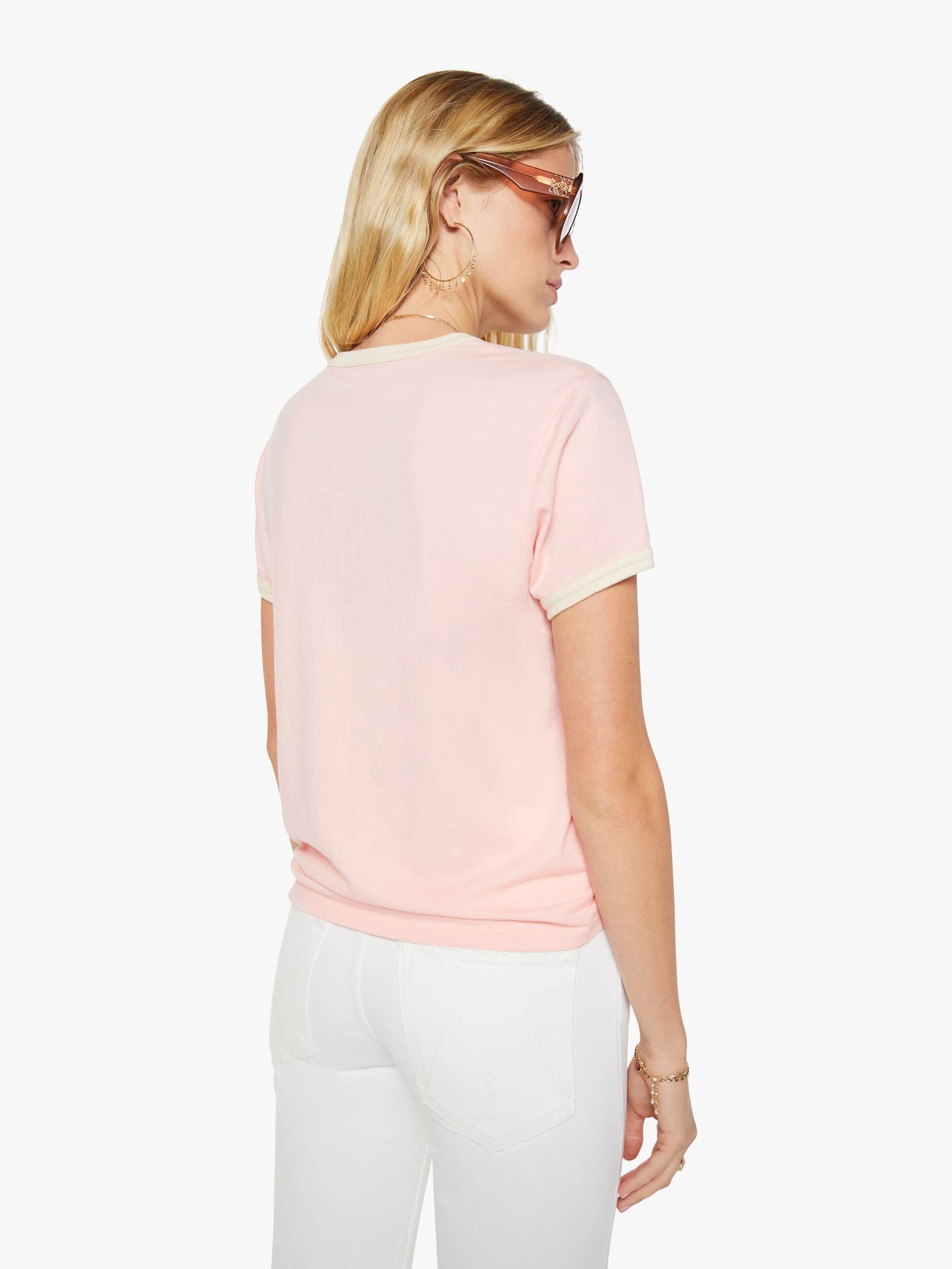 Mother The Lil Goodie Ringer T-Shirt Sangria Rosa Frucht-Print