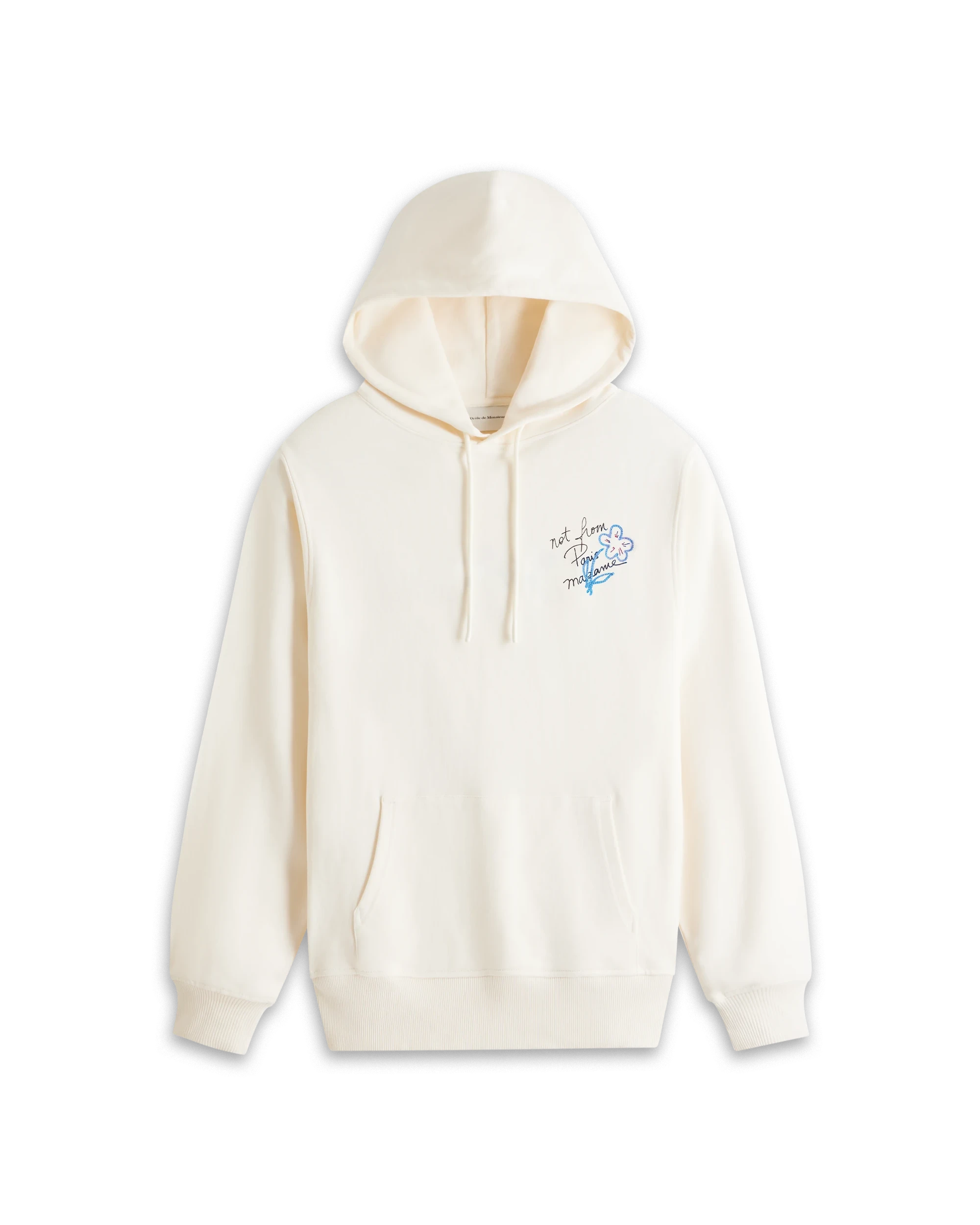 Drôle De Monsieur Slogan Esquisse Hoodie Creme Baumwolle
