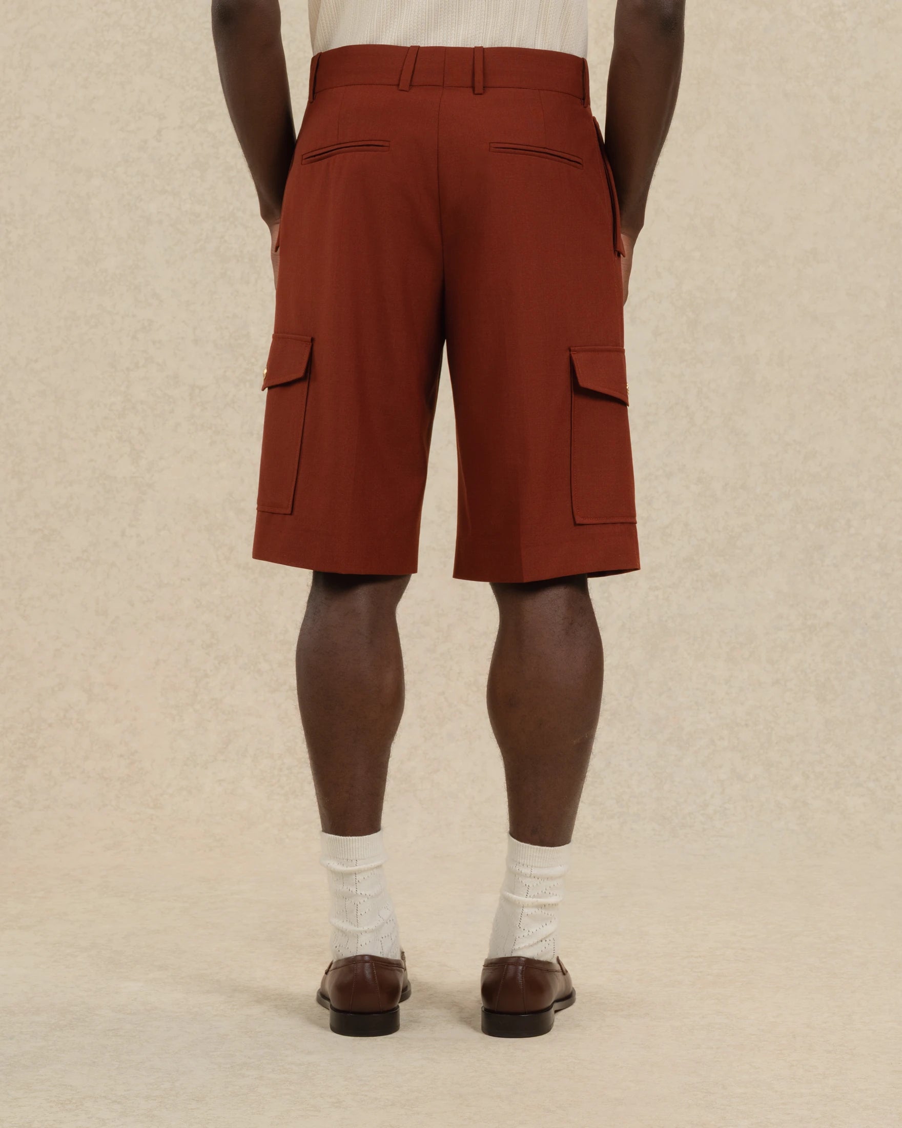 Drôle De Monsieur Short Cargo Shorts Wollmix Ziegelrot