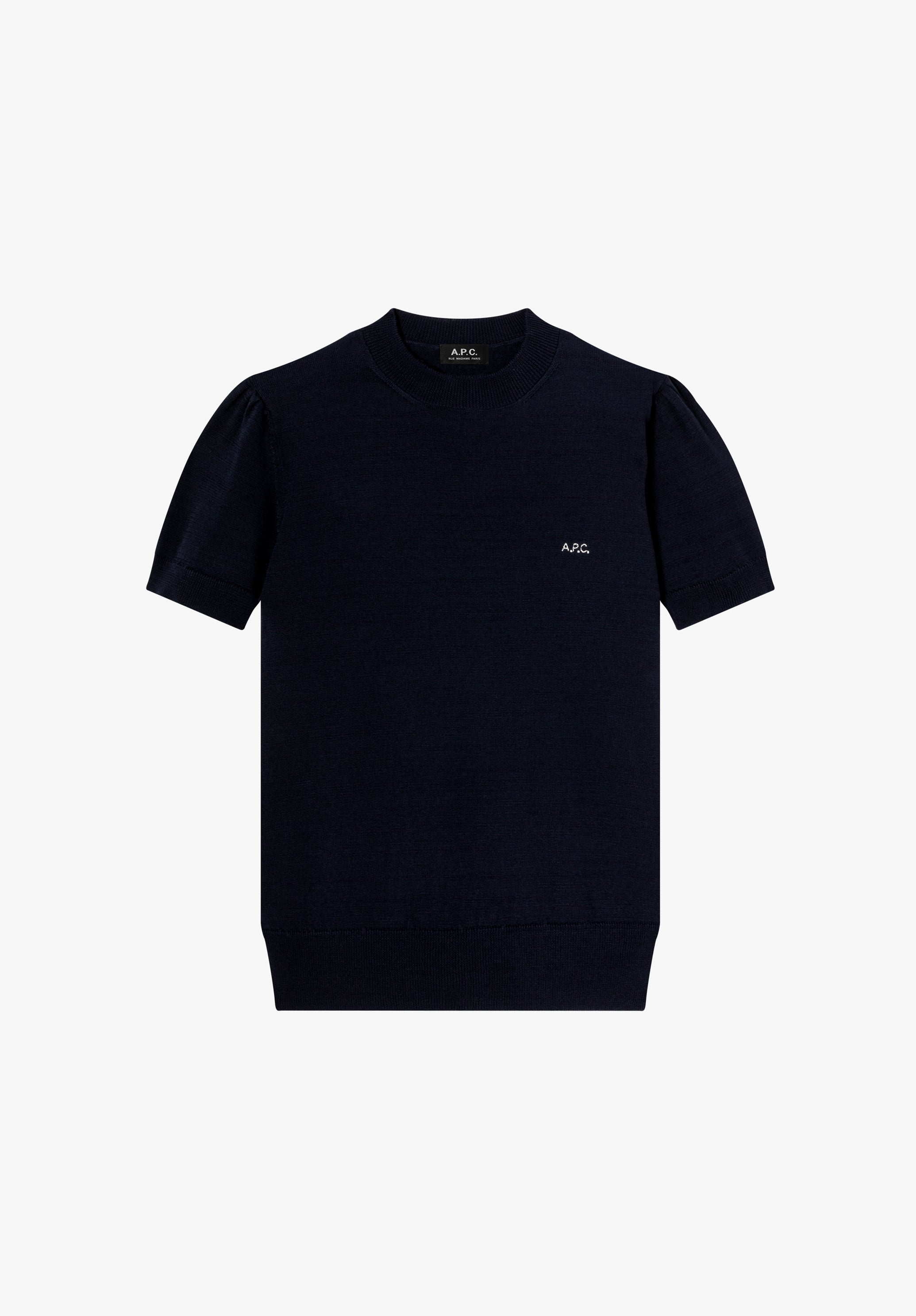 A.P.C. Knitwear Merino Pullover marineblau kurzarm