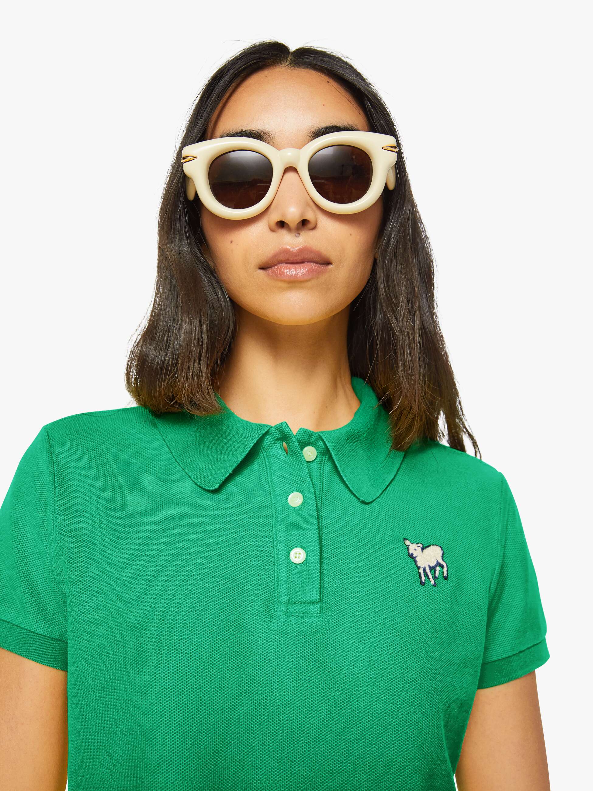 Mother The Split S/S Match Polohemd Holly Green Baumwolle