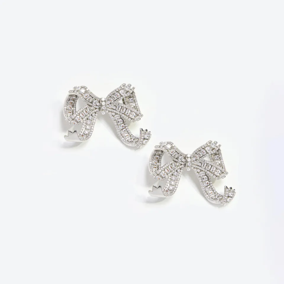 Self-Portrait Jewellery Crystal Bow Ohrringe silber Kristall