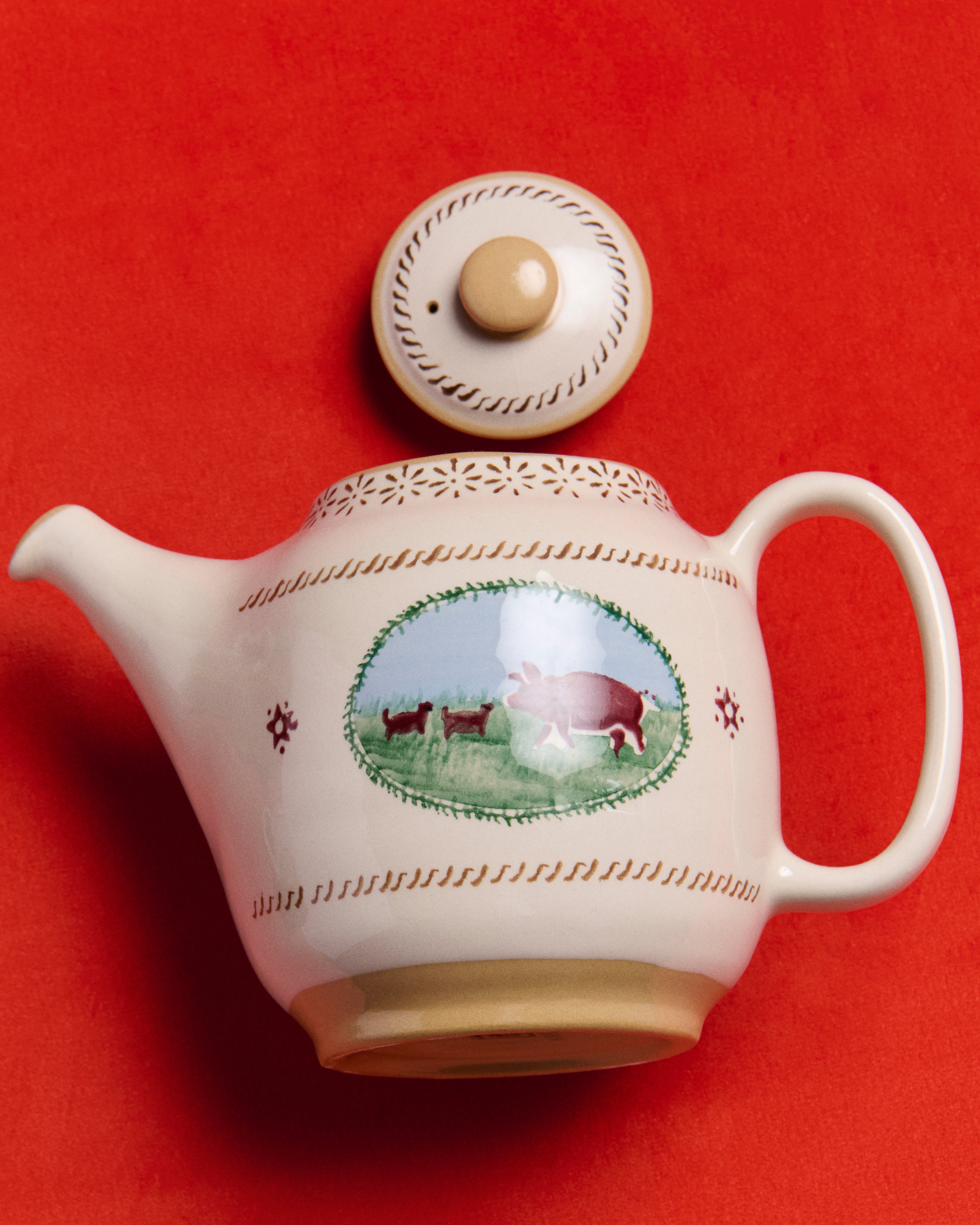 J.W.Anderson Nicholas Mosse White Pig Teekanne Weiß Multi Keramik