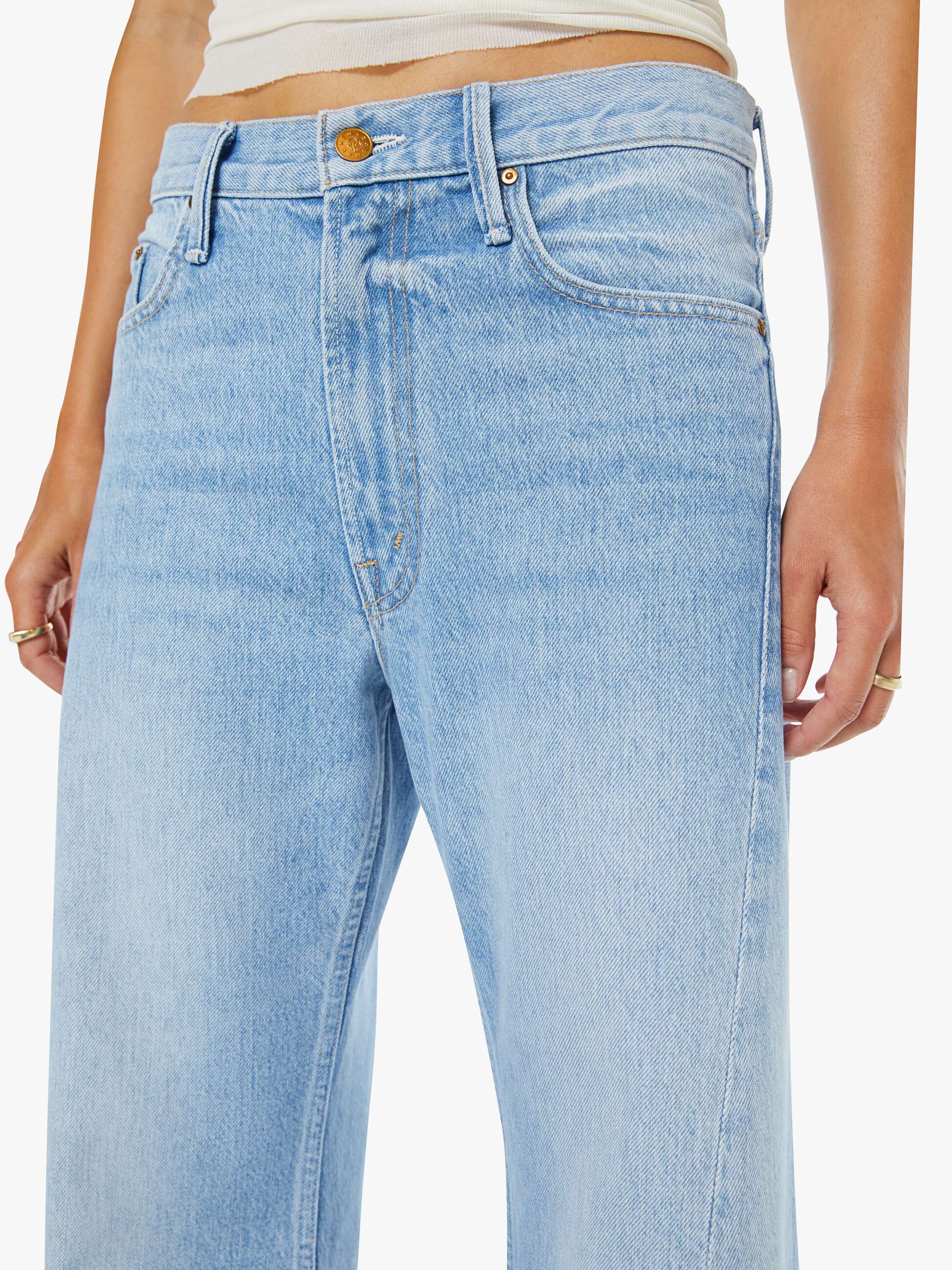 Mother Denim Snacks Lemon Twist Sneak Jeans Hellblau Wide Leg