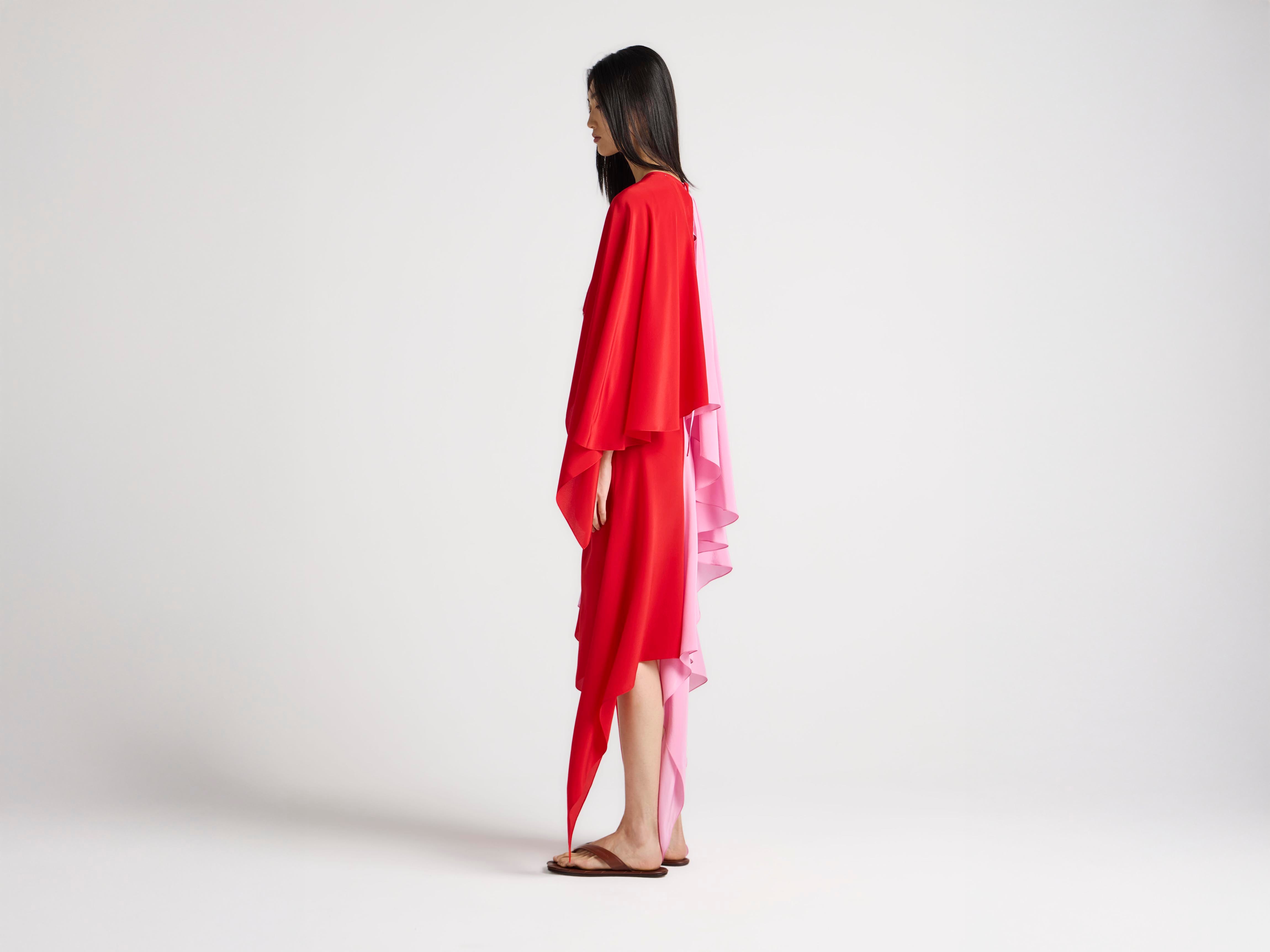 J.W. Anderson Cape Seidenkleid Rot Pink Damen
