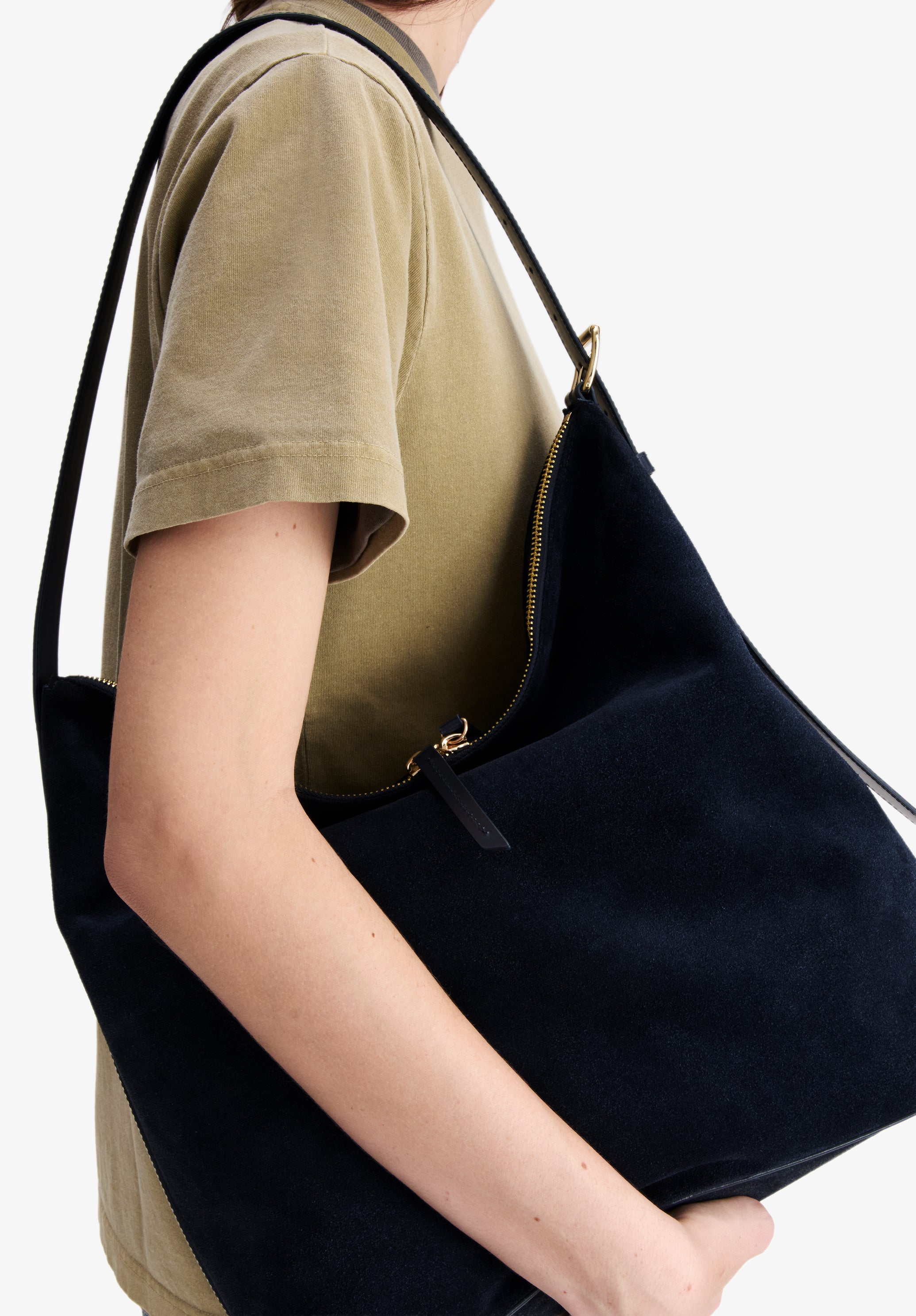 A.P.C. Vera Maxi Tasche Wildleder Blau 40cm