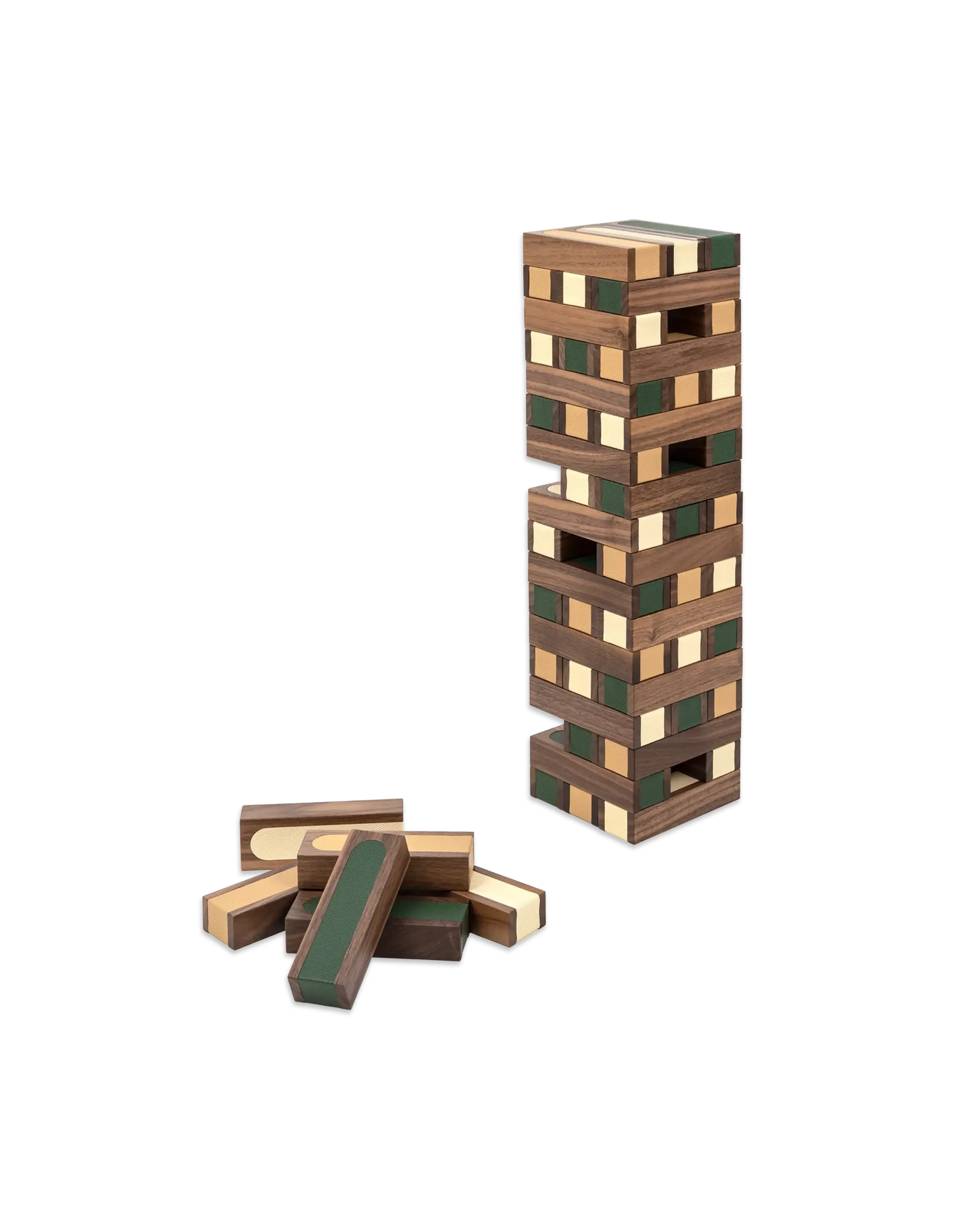 Drôle De Monsieur Jenga Gesellschaftsspiel Walnuss Leder 54 Teile