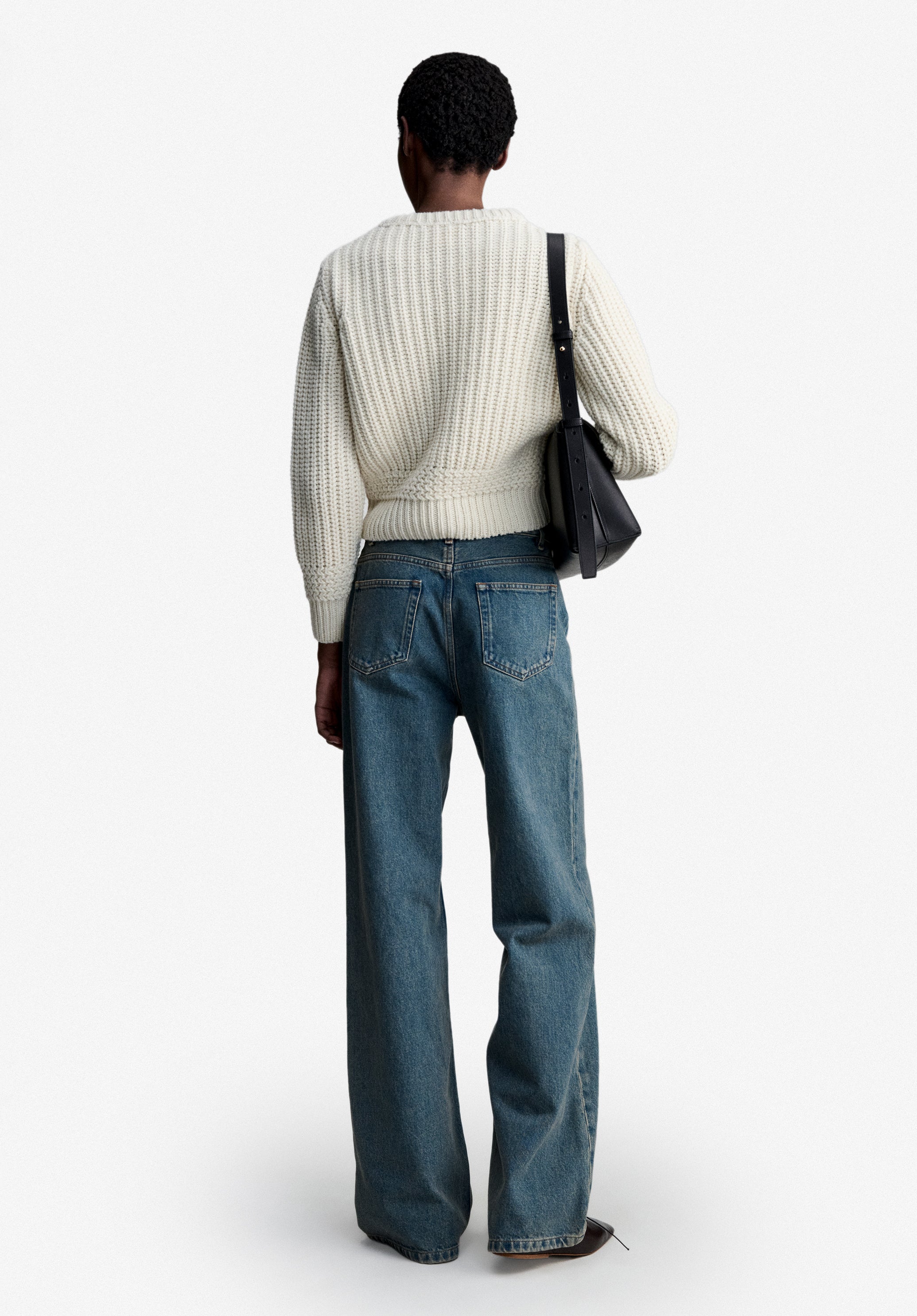 A.P.C. Pullover ecru recycelte Wolle Rundhals