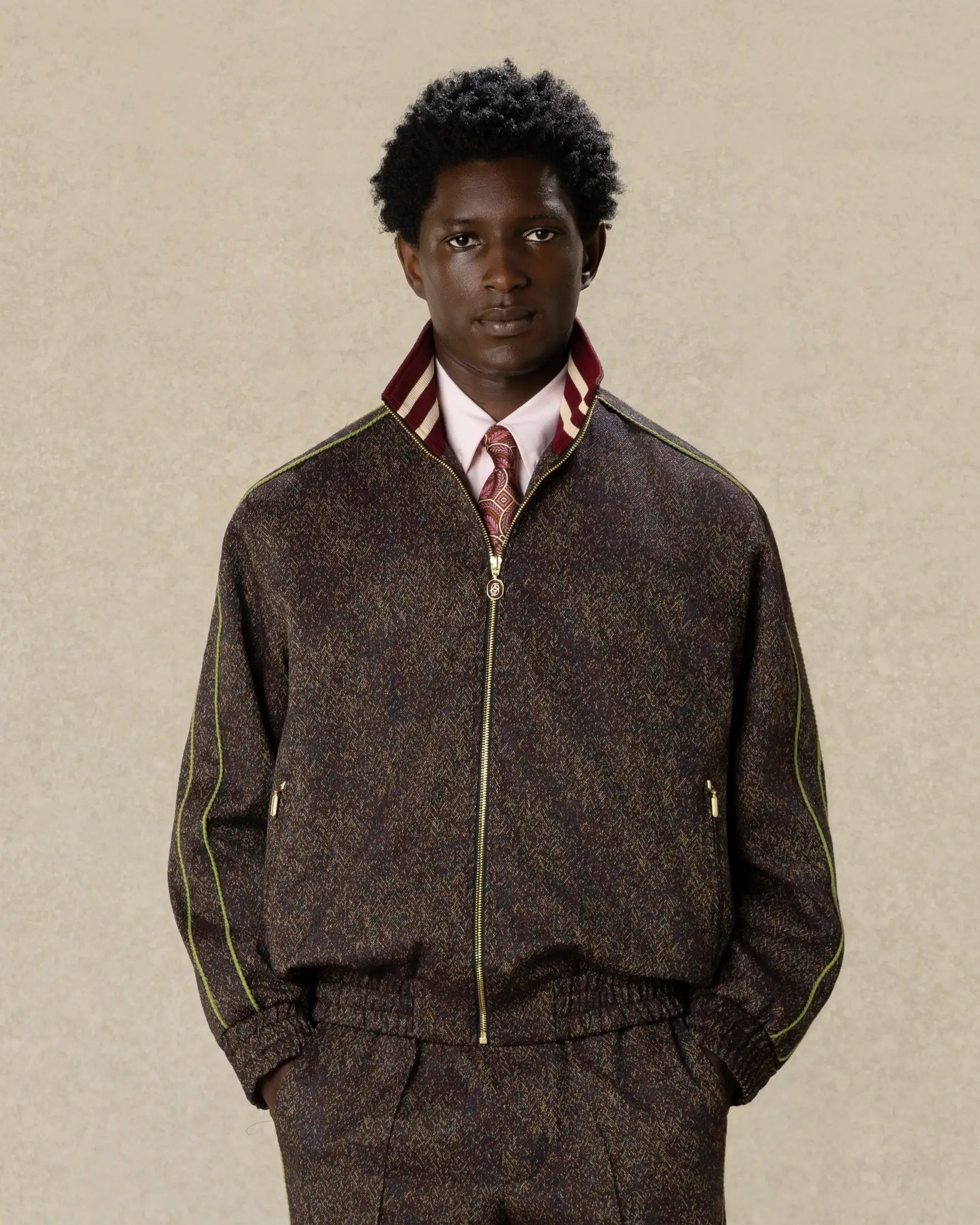 Drôle De Monsieur Tweed Trackjacket Wollmix Burgunderrot