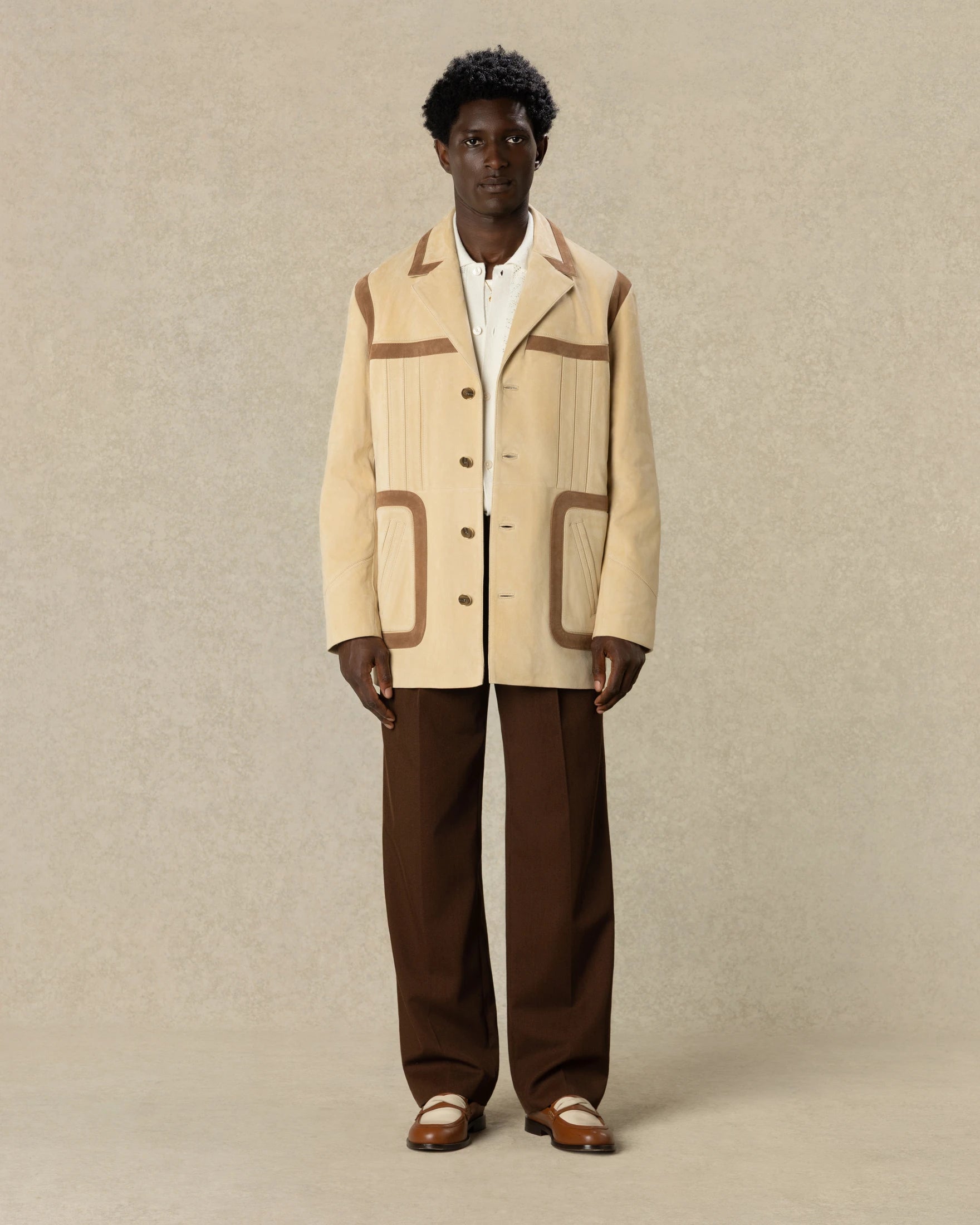 Drôle De Monsieur Leather Safari Lederjacke Beige Ziegenleder