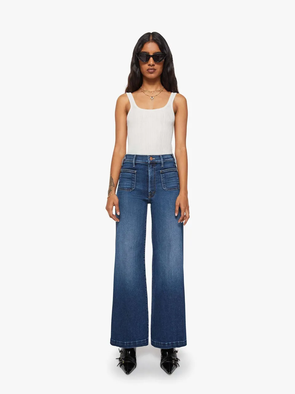 Mother PETITES Lil Hustler Roller Jeans Taking Chances 30"