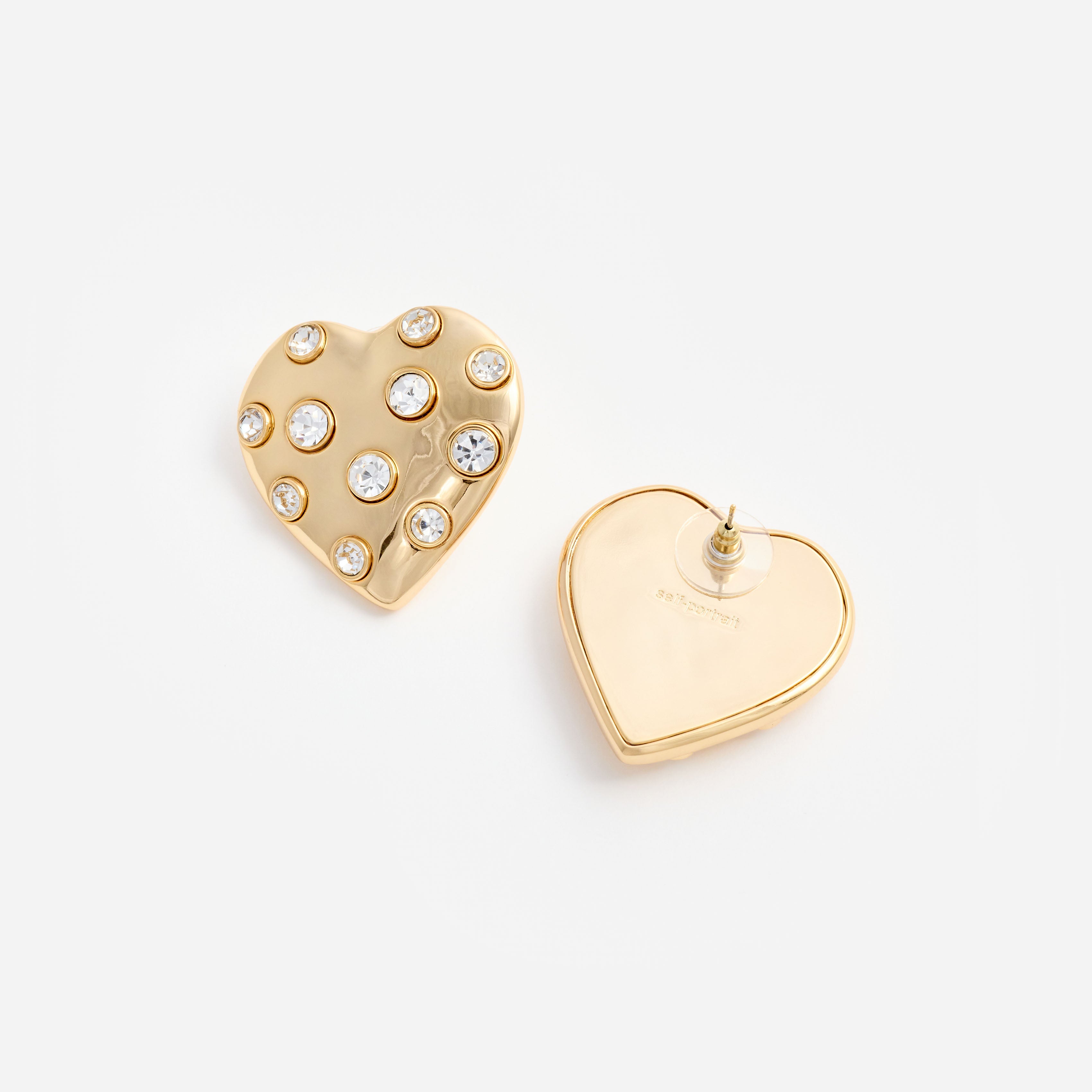 Self Portrait Gold Crystal Heart Ohrringe Herz Kristall