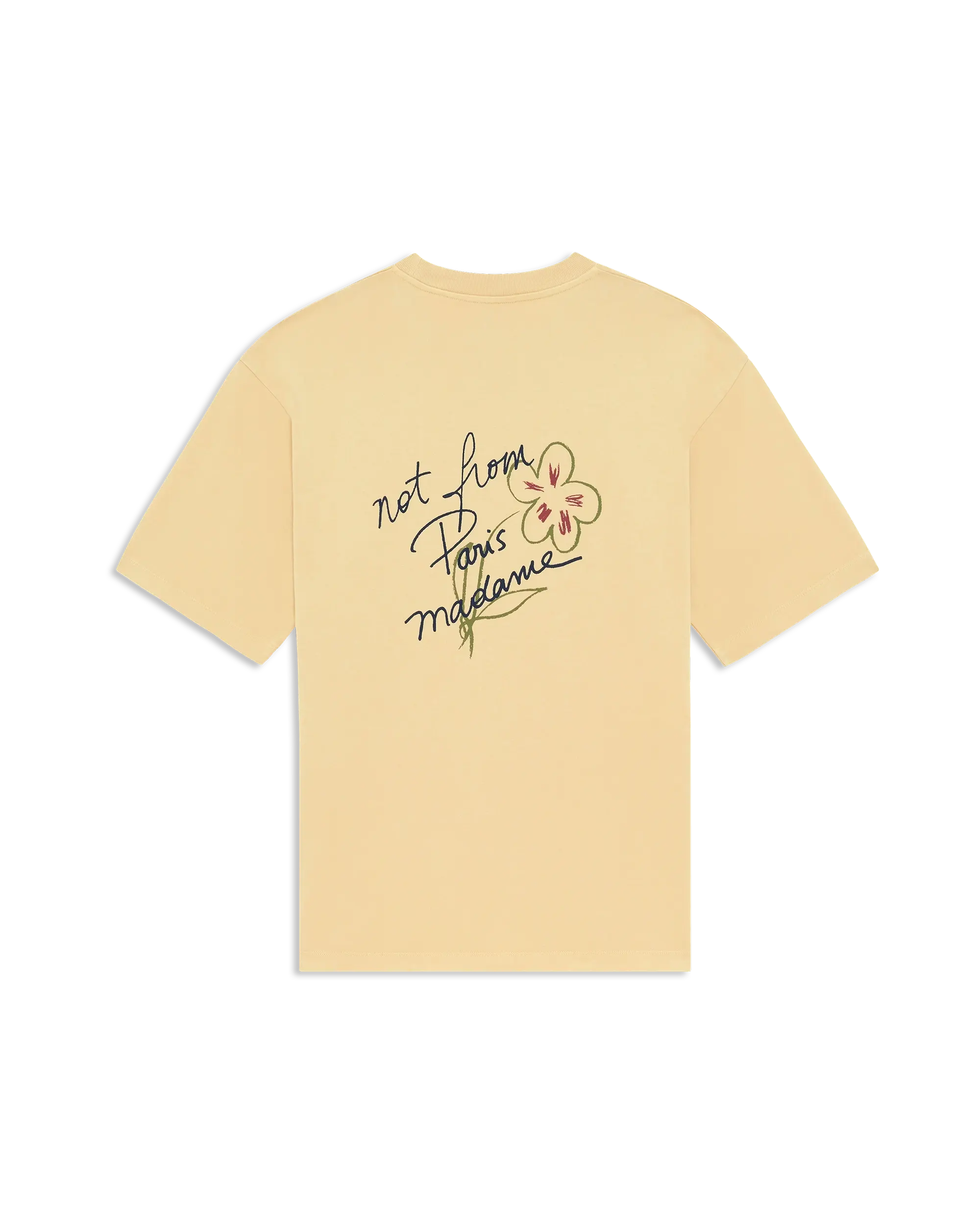 Drôle De Monsieur Esquisse Slogan T-Shirt Ocker Baumwolle