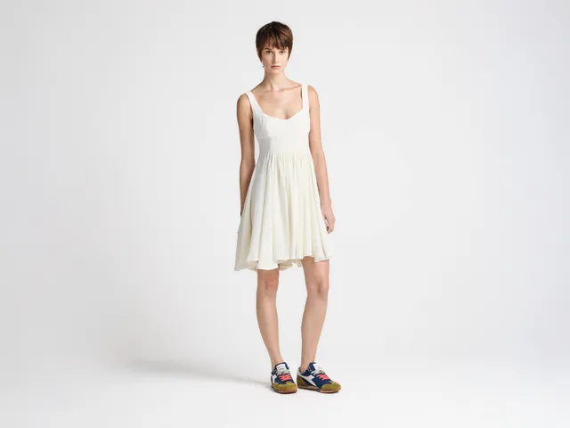 J.W.Anderson Babydoll Kleid Elfenbein Leinen-Viskose Damen