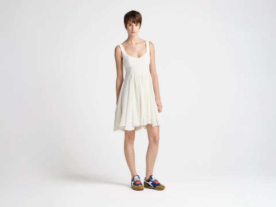 J.W.Anderson Babydoll Kleid Elfenbein Leinen-Viskose Damen