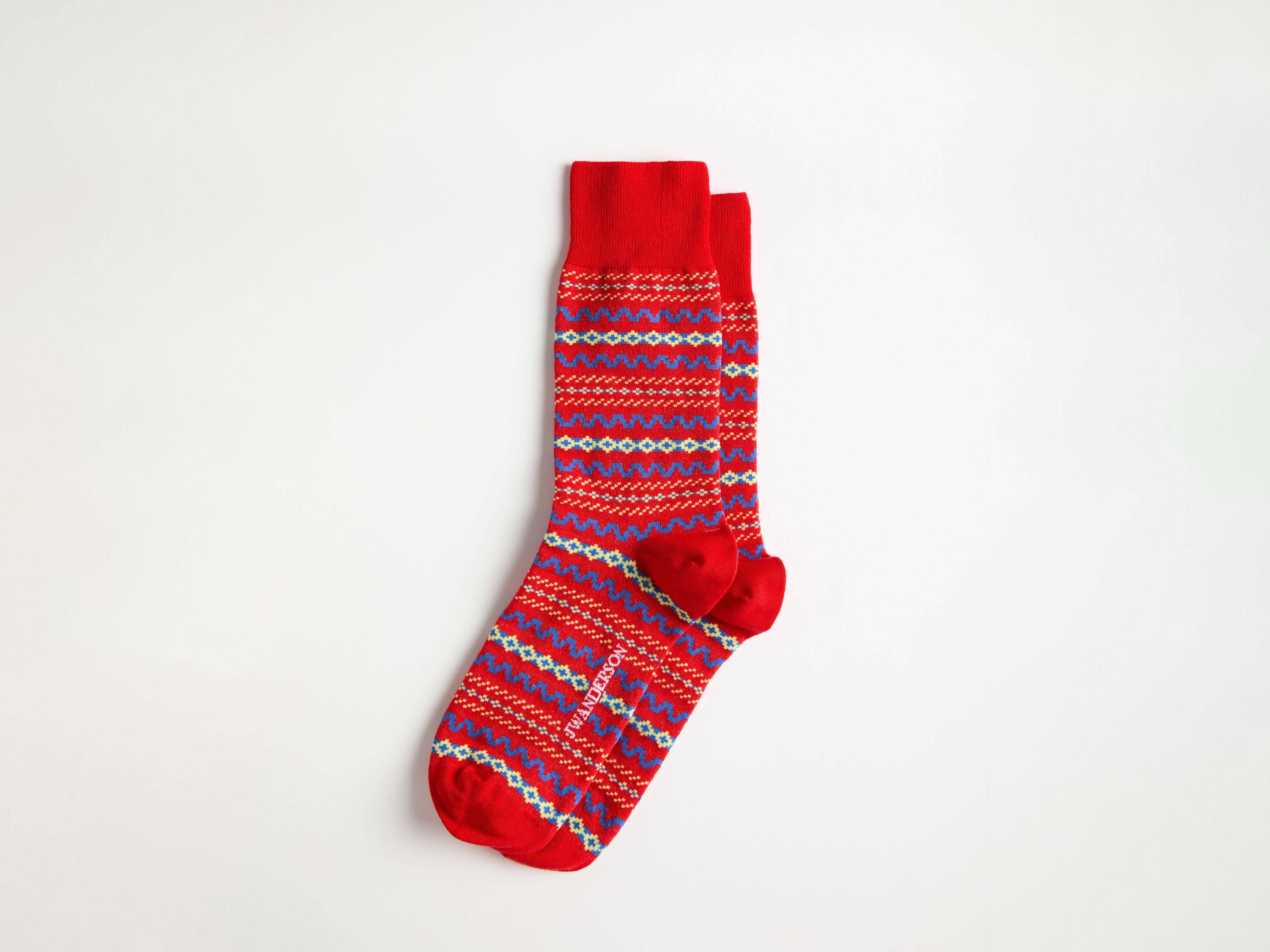 J.W.Anderson Fairisle Sock Socken Rot Fairisle-Strick