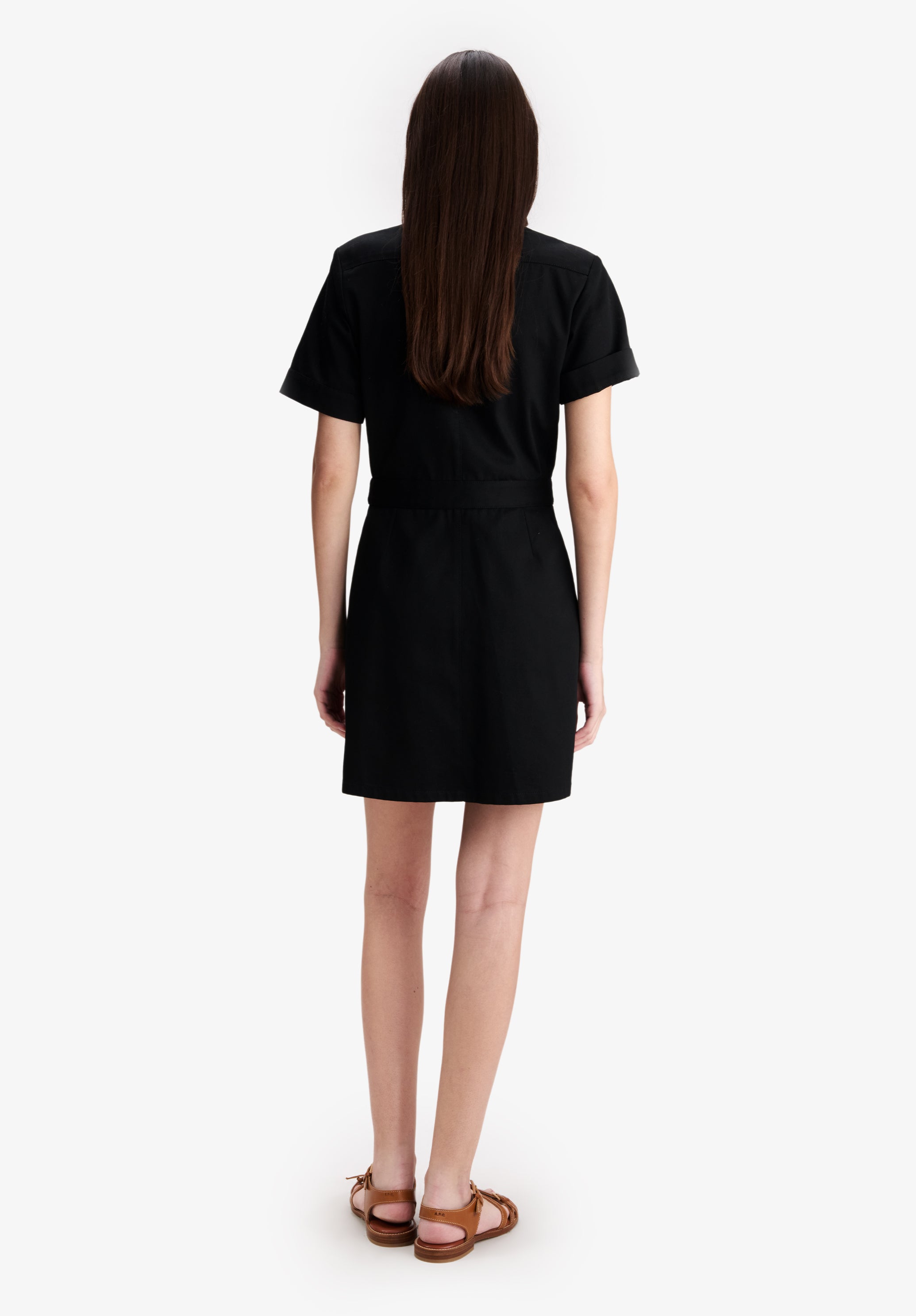 A.P.C. DRESSES Schwarzes Moleskin-Kleid Kleid schwarz 34 Baumwolle