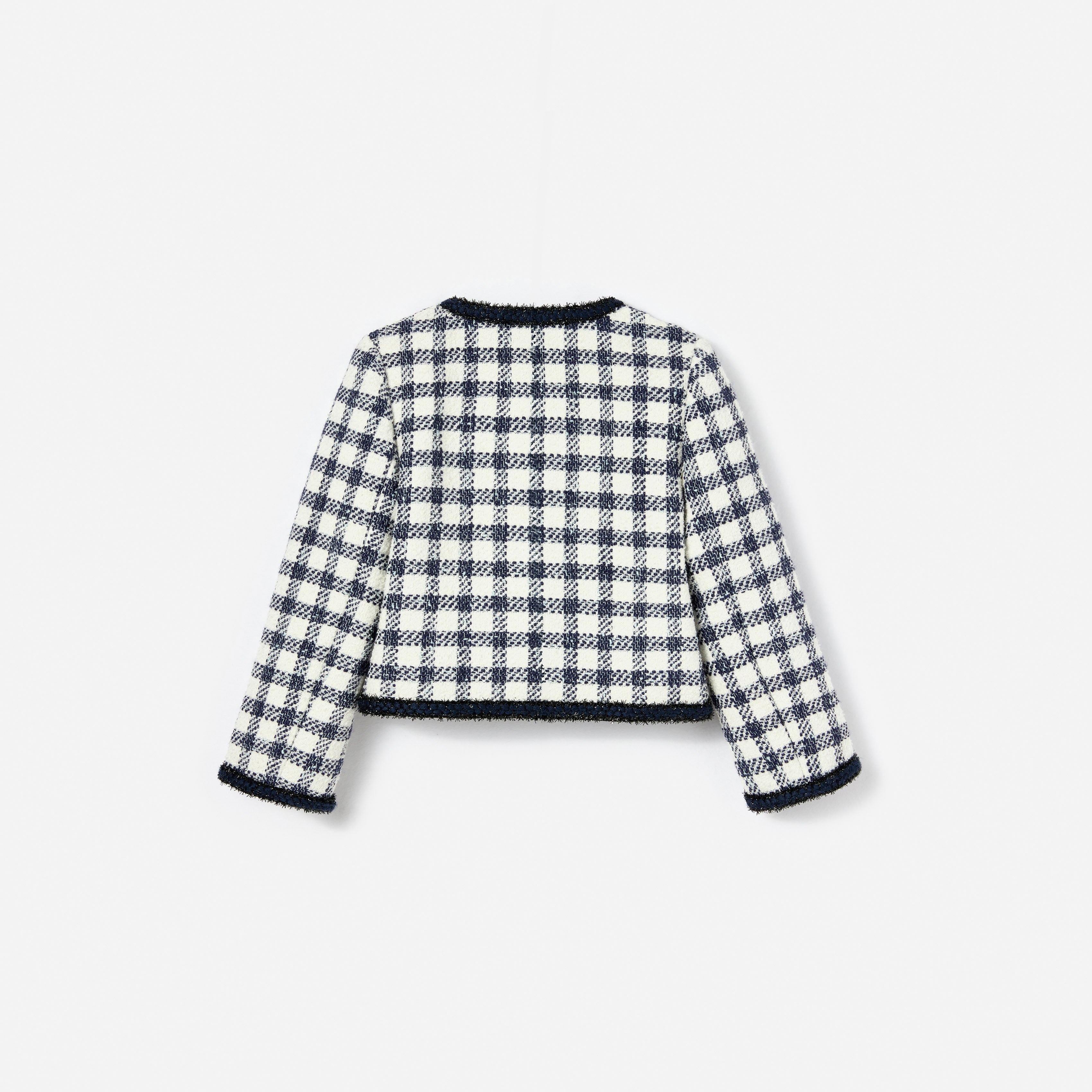 Self Portrait Navy Check Boucle Kinderjacke Blau 6/7 Jahre