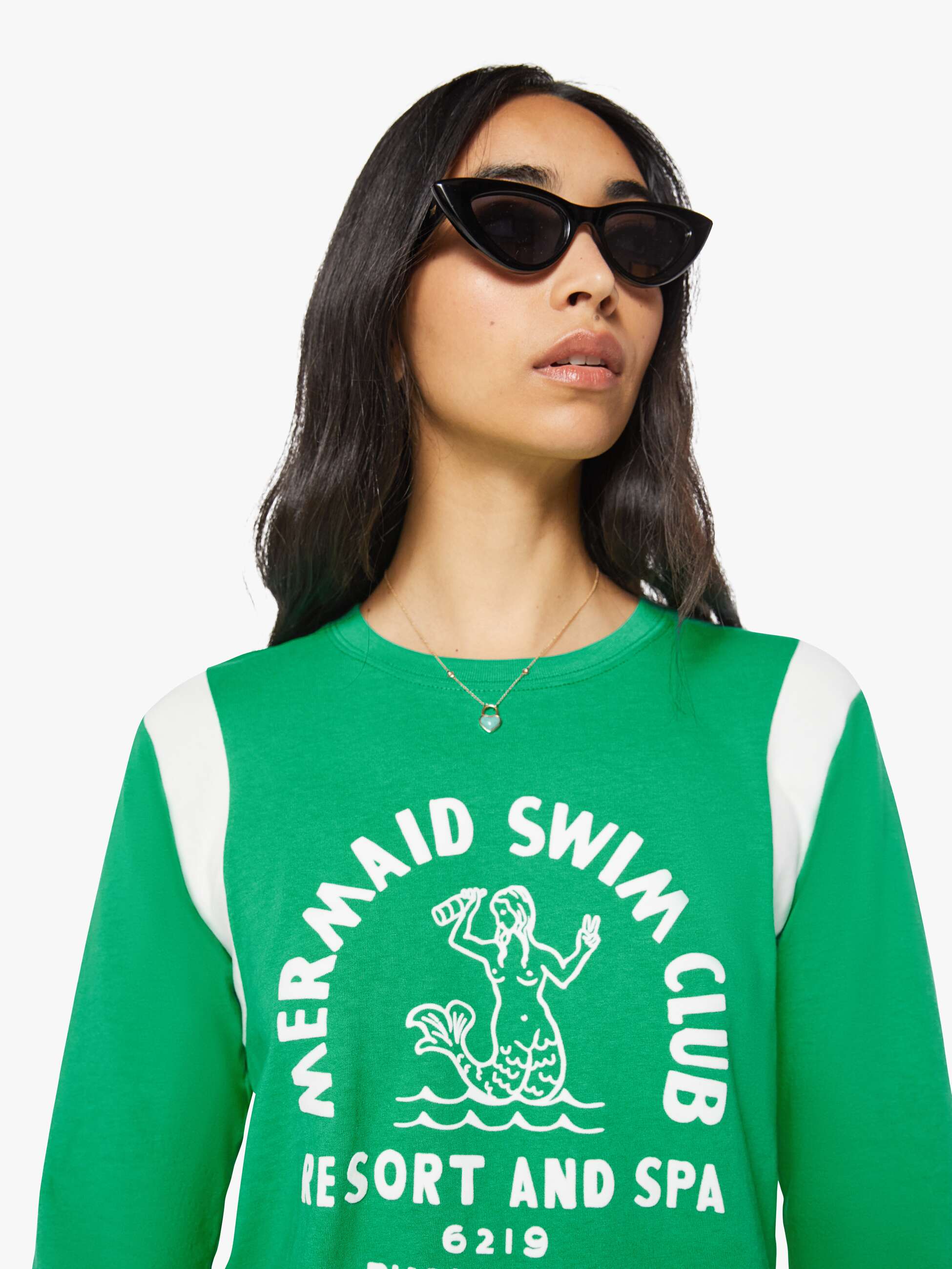 Mother Better Half Insert T-Shirt Mermaid Swim Club grün Baumwolle