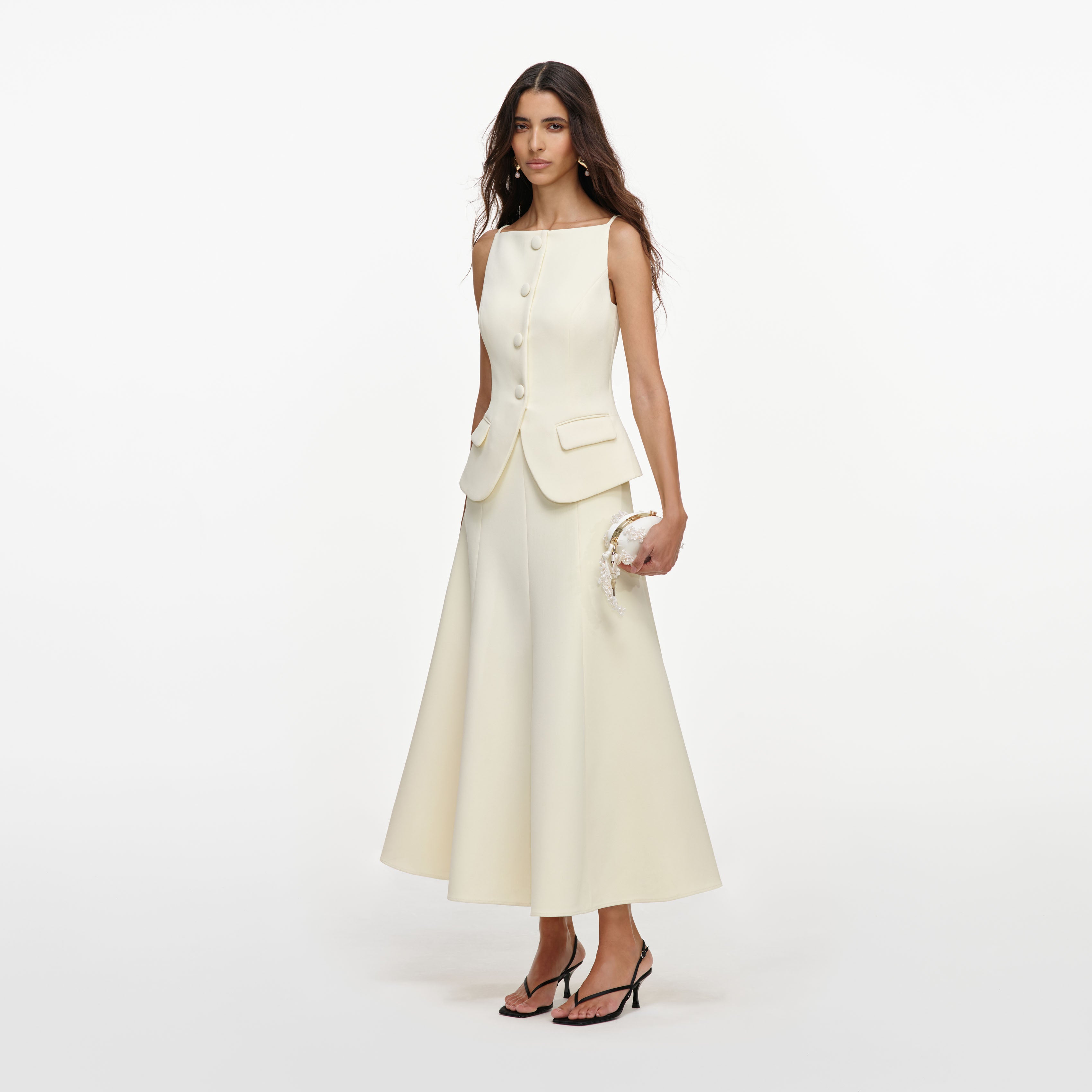 Self Portrait Yellow Crepe Peplum Midi Kleid UK 8