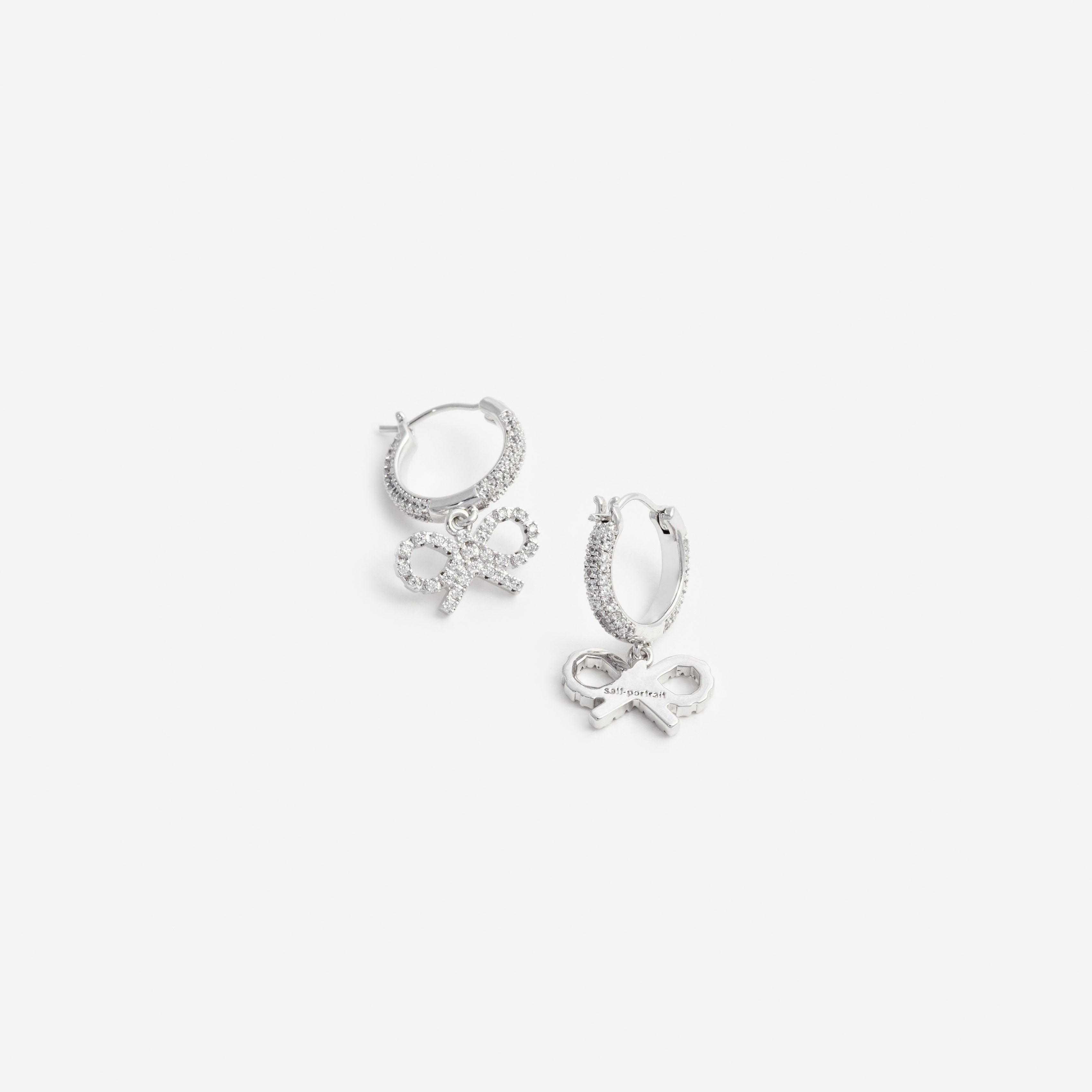 Self Portrait Crystal Bow Hoop Ohrringe Silber Schleife